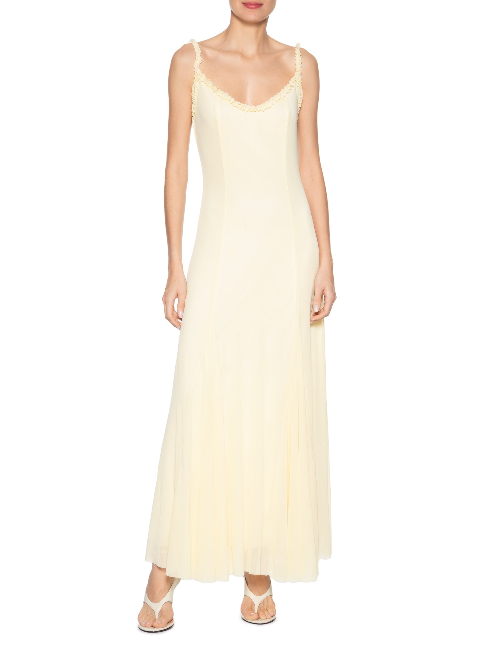 Vestido Longo Feminino Em Tule Amarelo Market 33