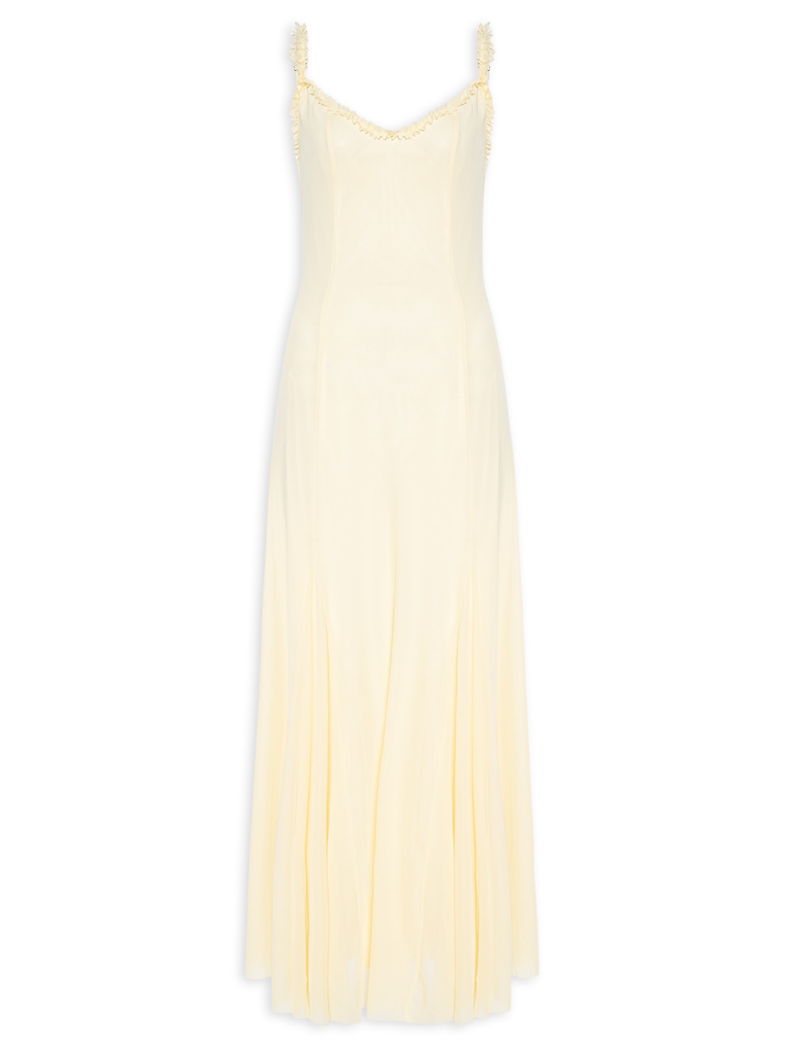 Vestido Longo Feminino Em Tule Amarelo Market 33