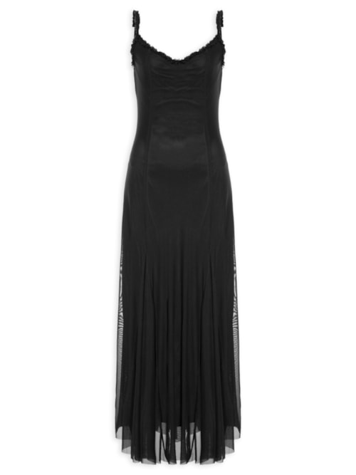 Vestido Longo Feminino Em Tule – Preto
