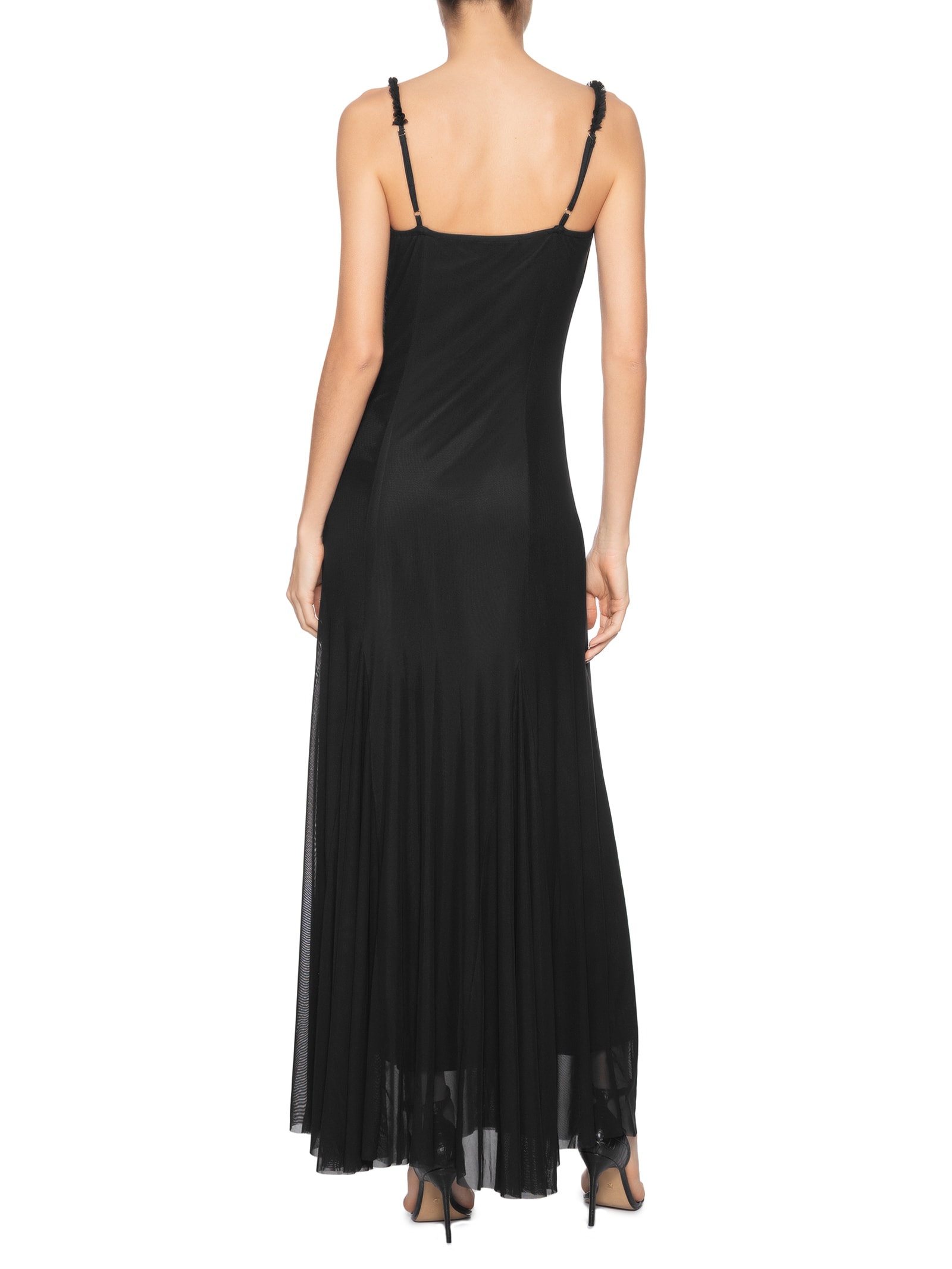 Vestido Longo Feminino Em Tule Preto Market 33