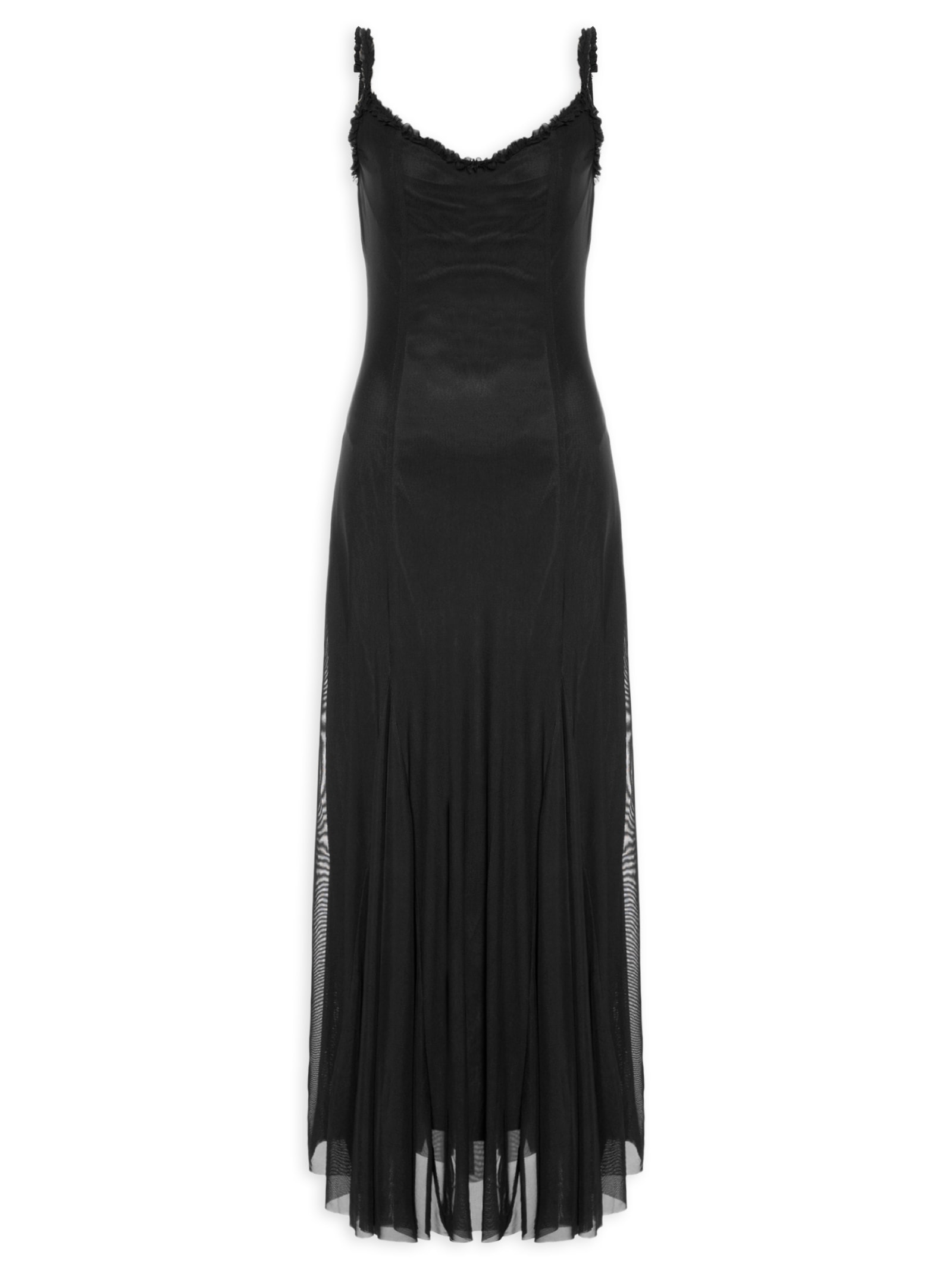 Vestido Longo Feminino Em Tule Preto Market 33