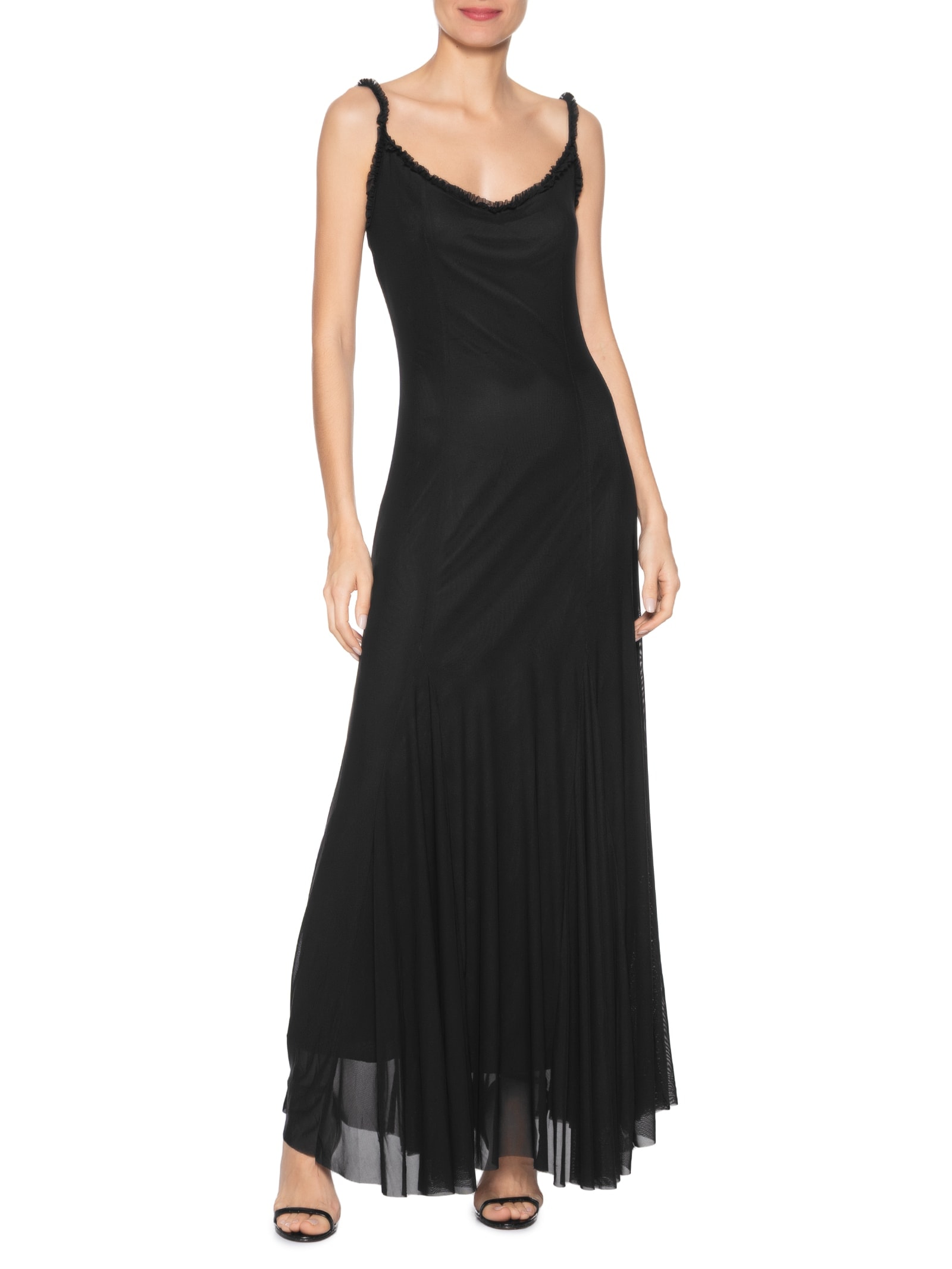 Vestido Longo Feminino Em Tule Preto Market 33