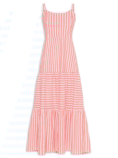 Vestido Longo Feminino Listrado – Vermelho