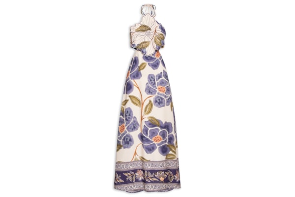 Vestido Longo Flor - Azul