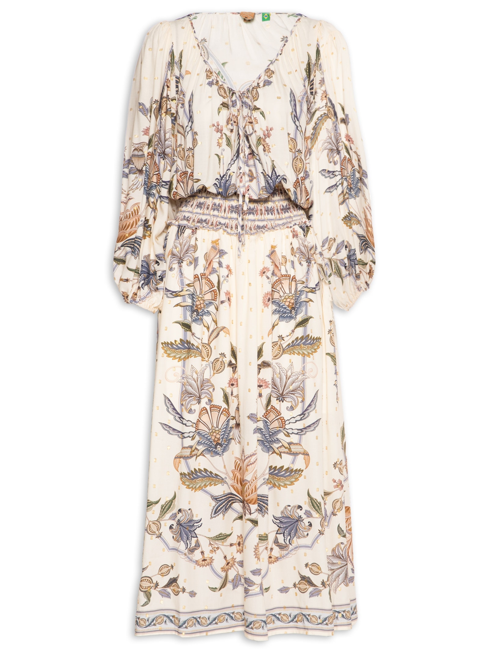 Vestido Longo Flor Do Deserto Off White Farm