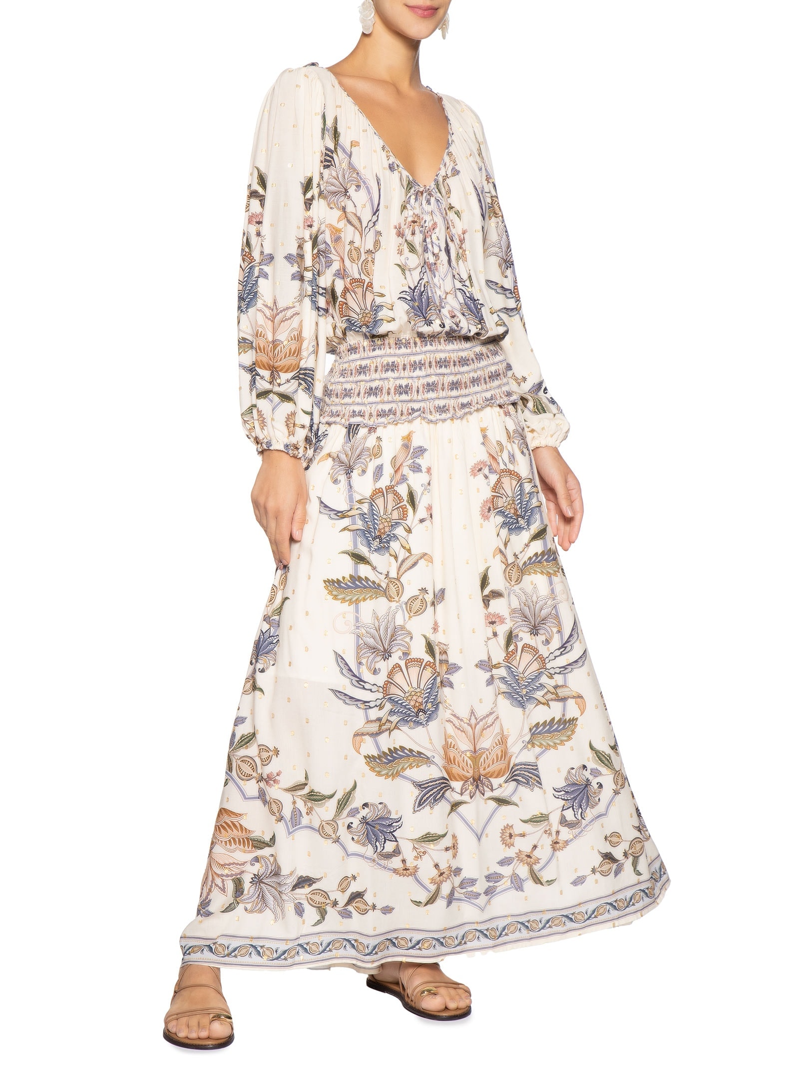 Vestido Longo Flor Do Deserto Off White Farm