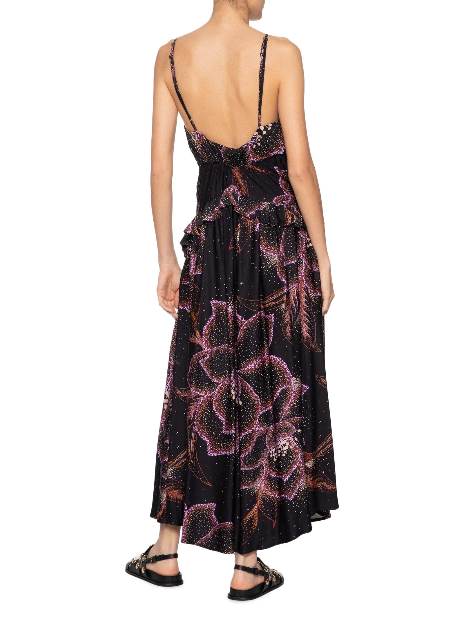 Vestido Longo Floral Estela Preto  Farm