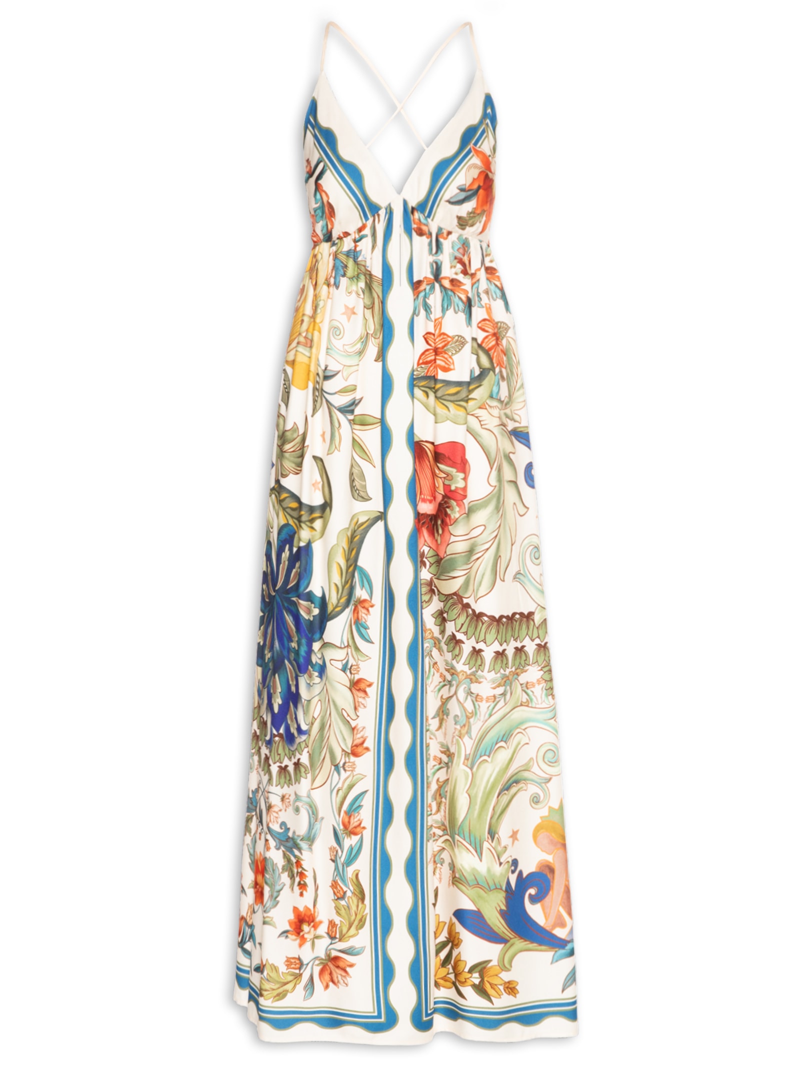 Vestido Longo Floral Maite – Branco Farm