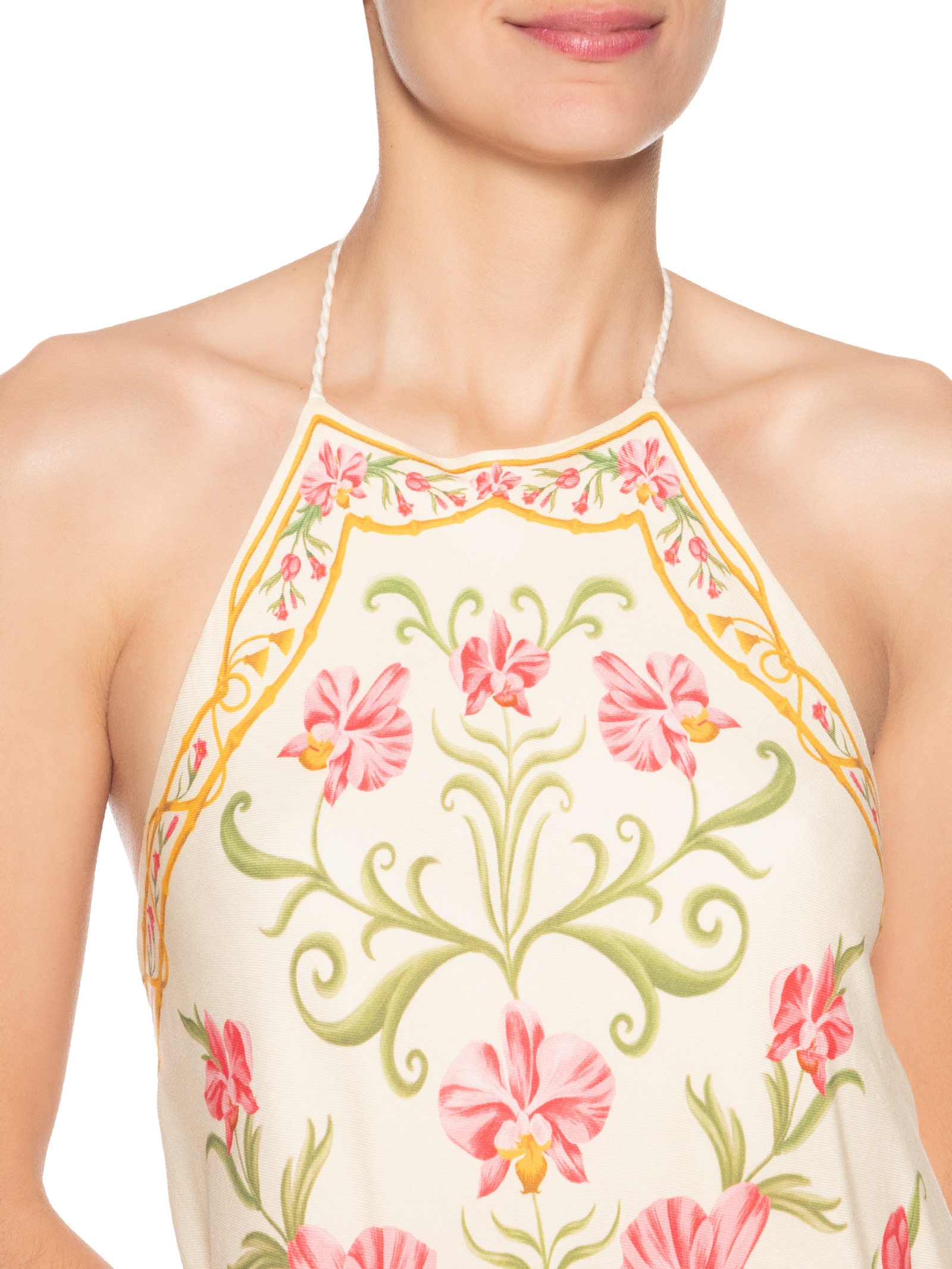 Vestido Longo Floral Nusa Bege Farm