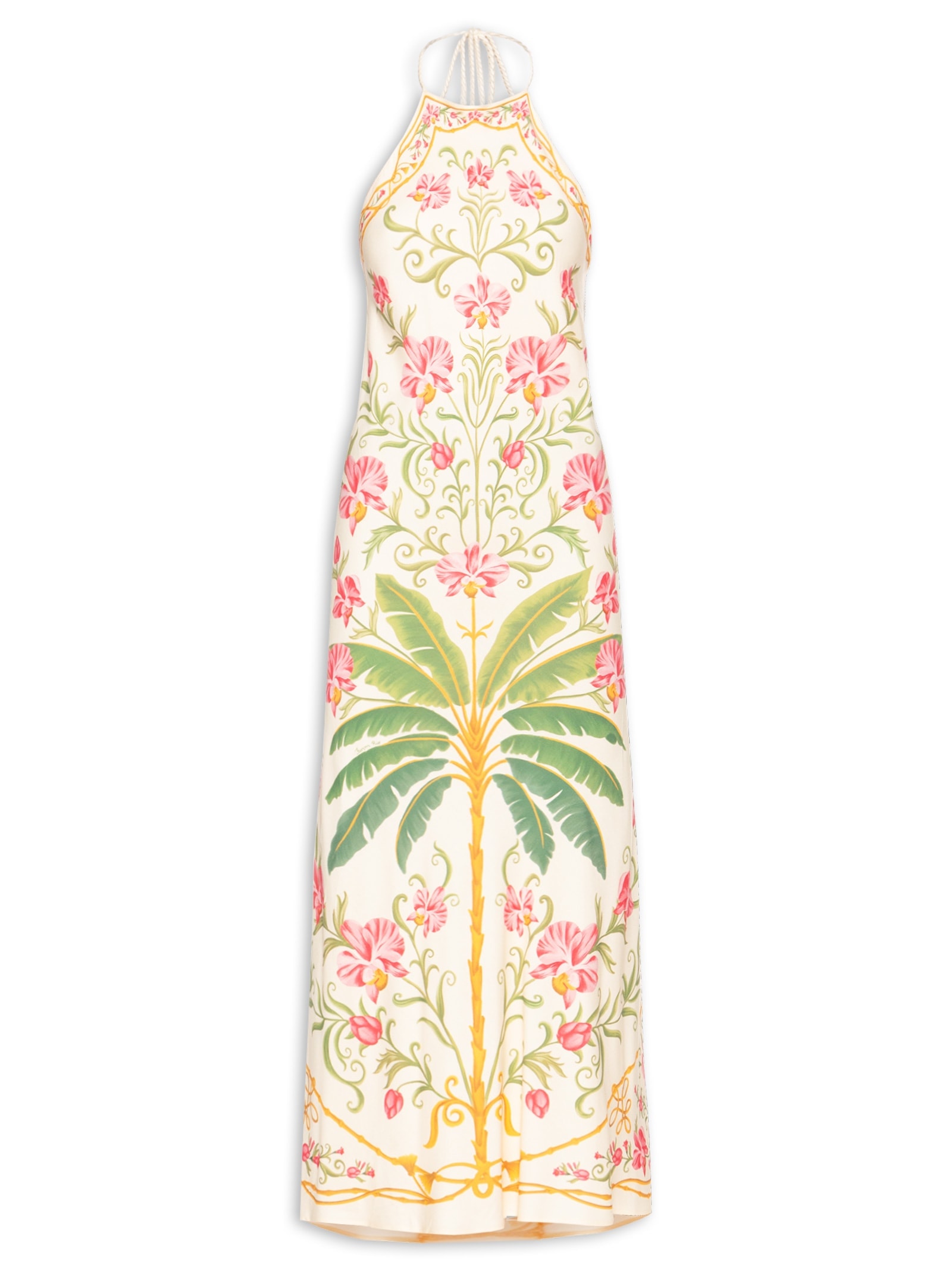 Vestido Longo Floral Nusa Bege Farm