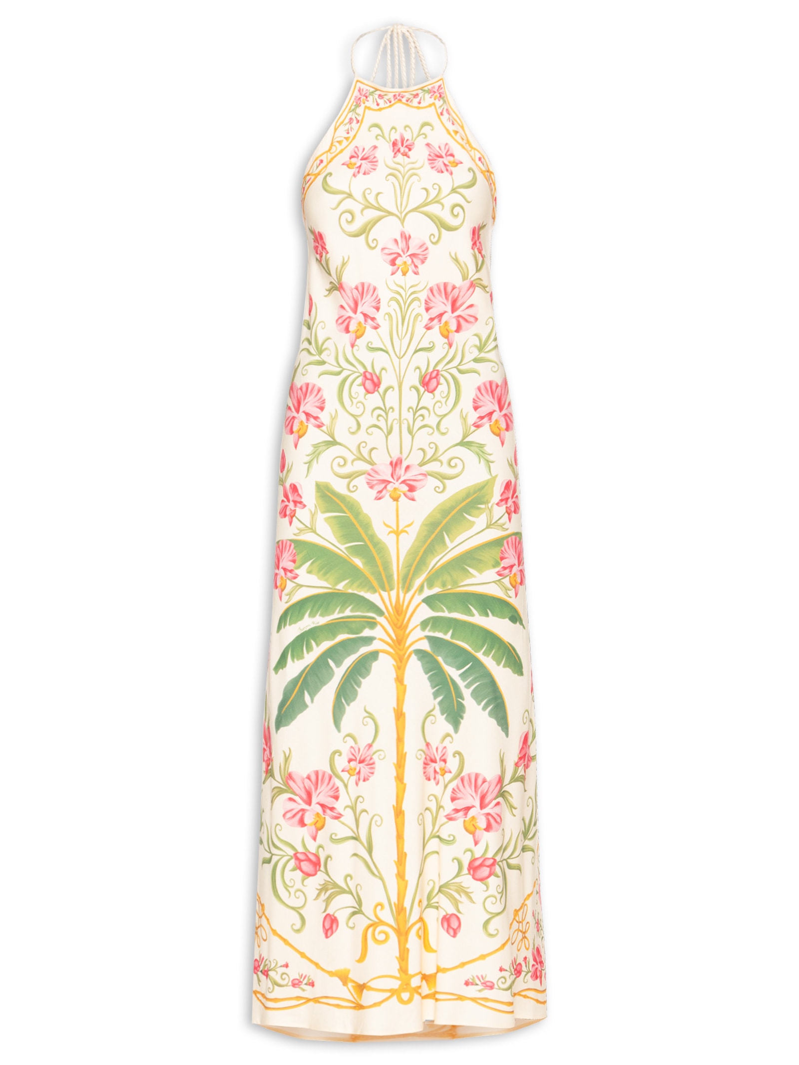 Vestido Longo Floral Nusa Bege Farm