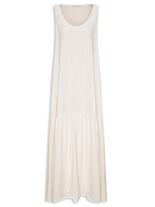 Vestido Longo Franzido – Bege