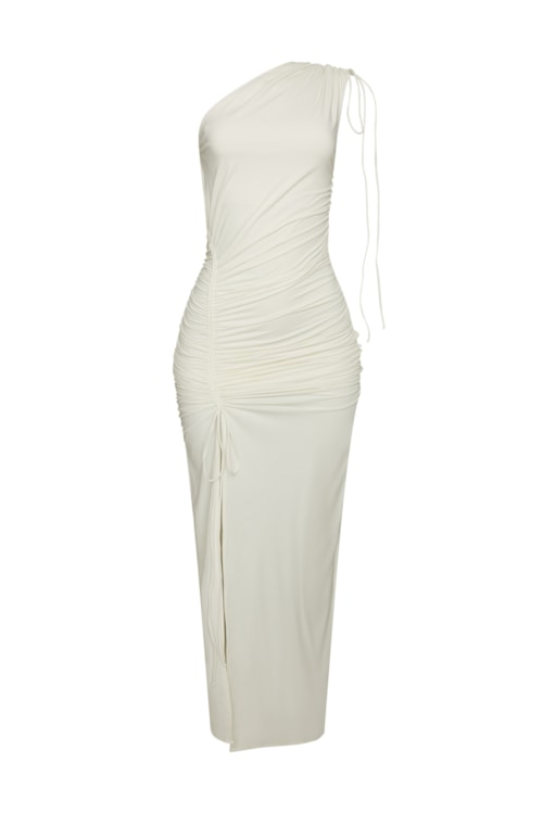 vestido longo franzido bio artemis off white