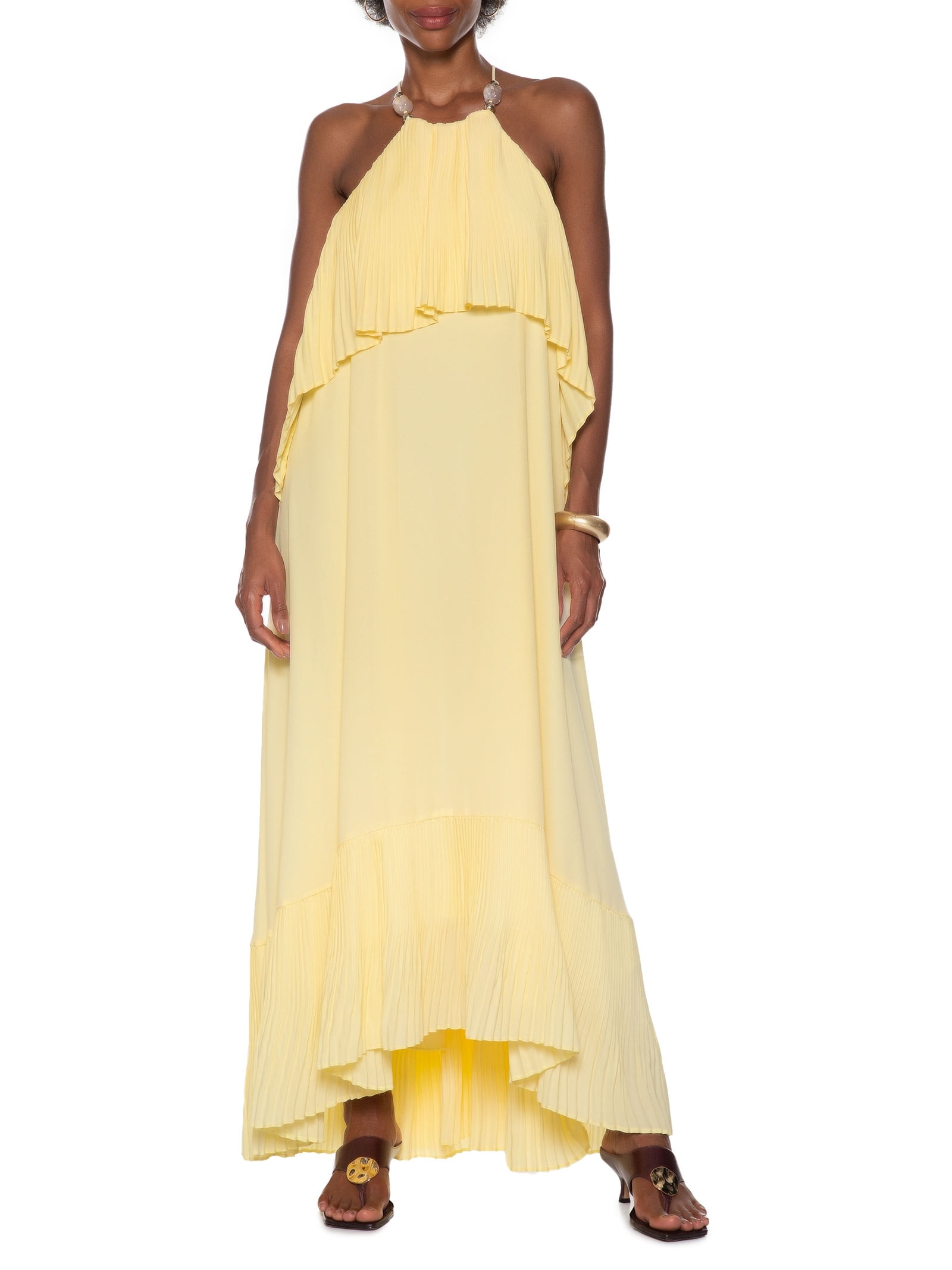 Vestido Longo Frente Única Amarelo Lança Perfume