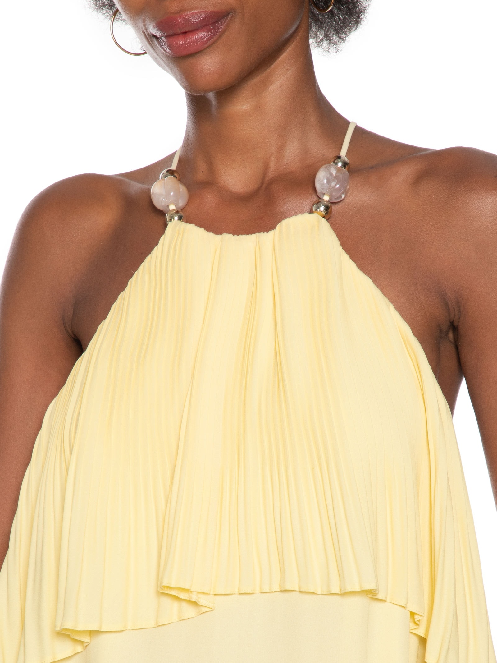 Vestido Longo Frente Única Amarelo Lança Perfume