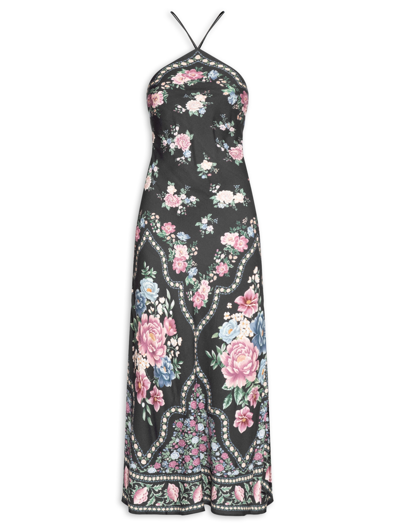 Vestido Longo Frente Única Romance – Preto Farm