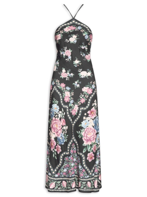 Vestido Longo Frente Única Romance – Preto