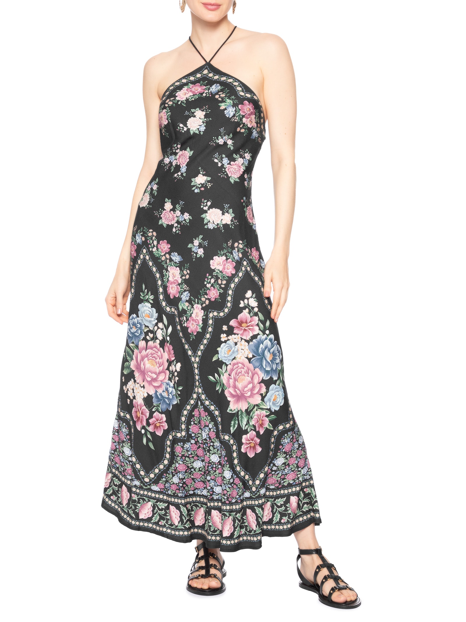 Vestido Longo Frente Única Romance – Preto Farm