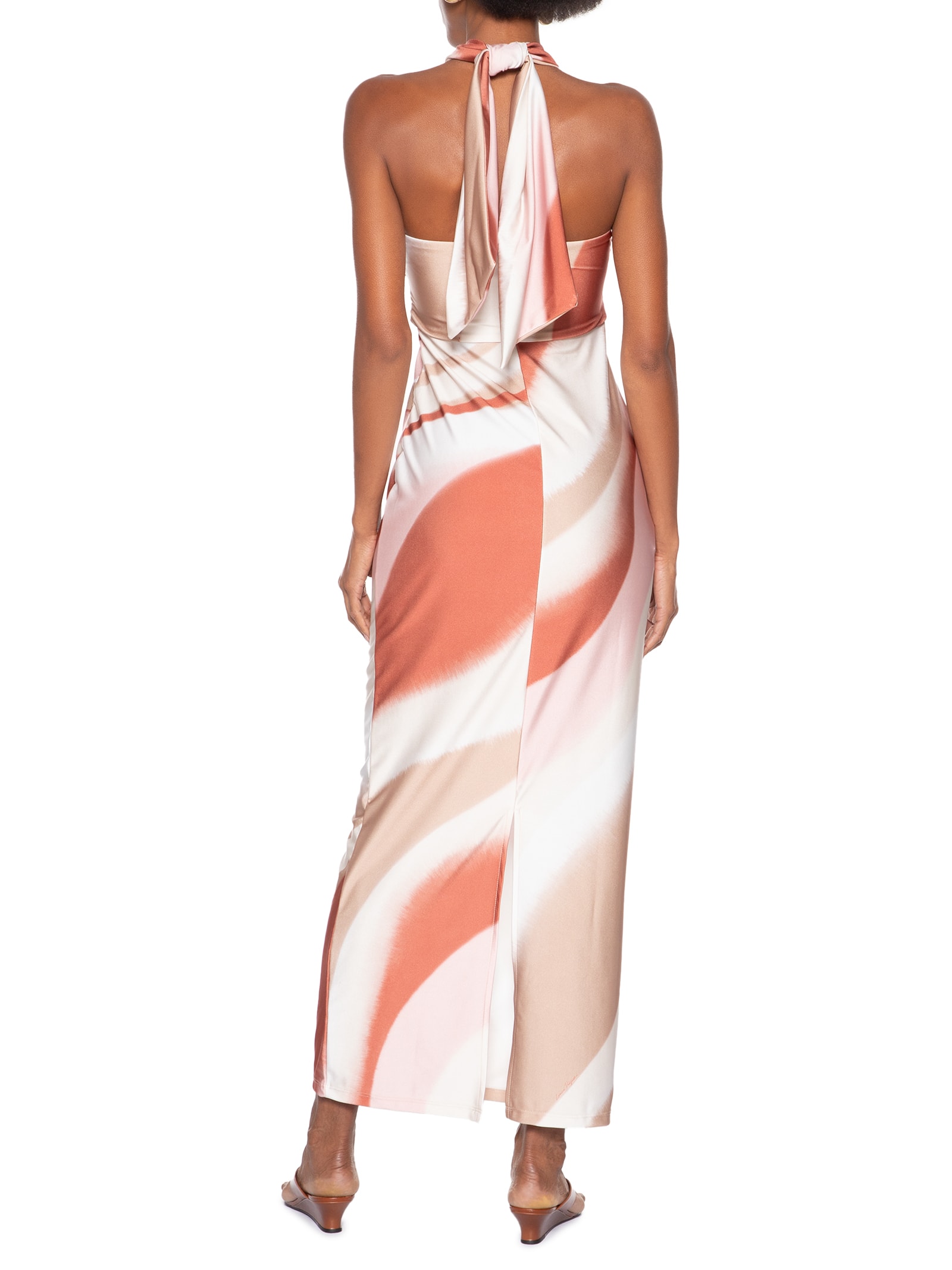 Vestido Longo Frente Única Rosa Lança Perfume