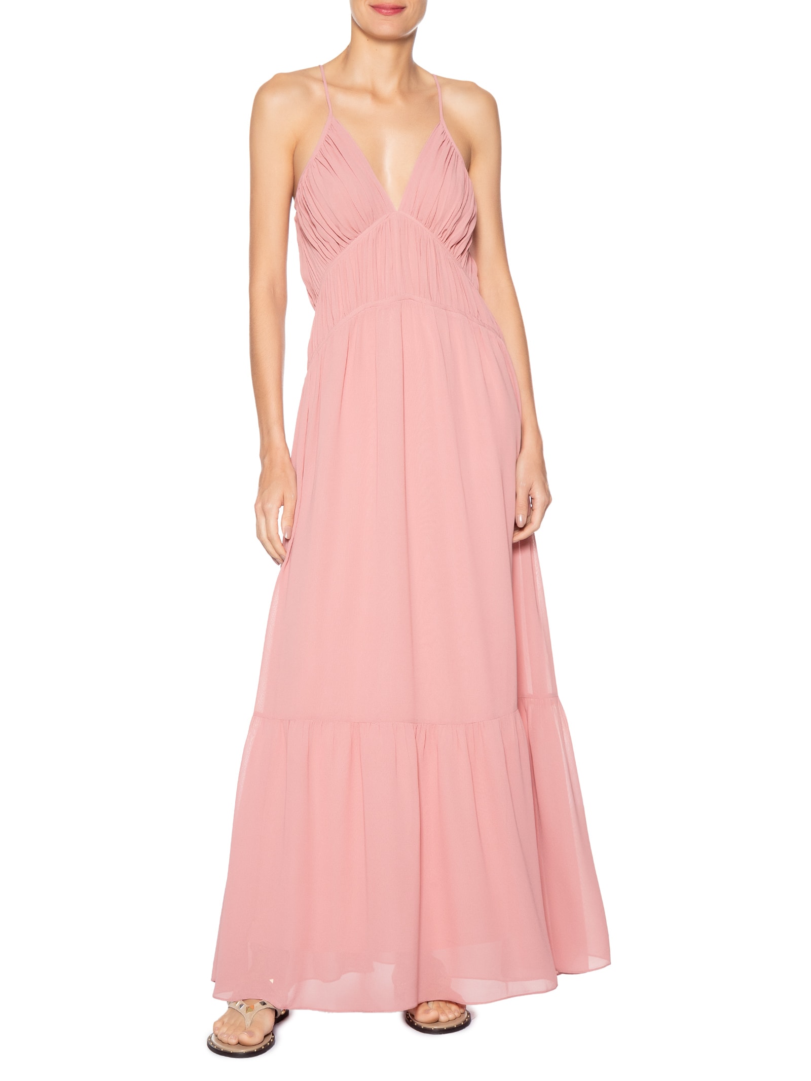 Vestido Longo GGT Babados Rosa Dress To