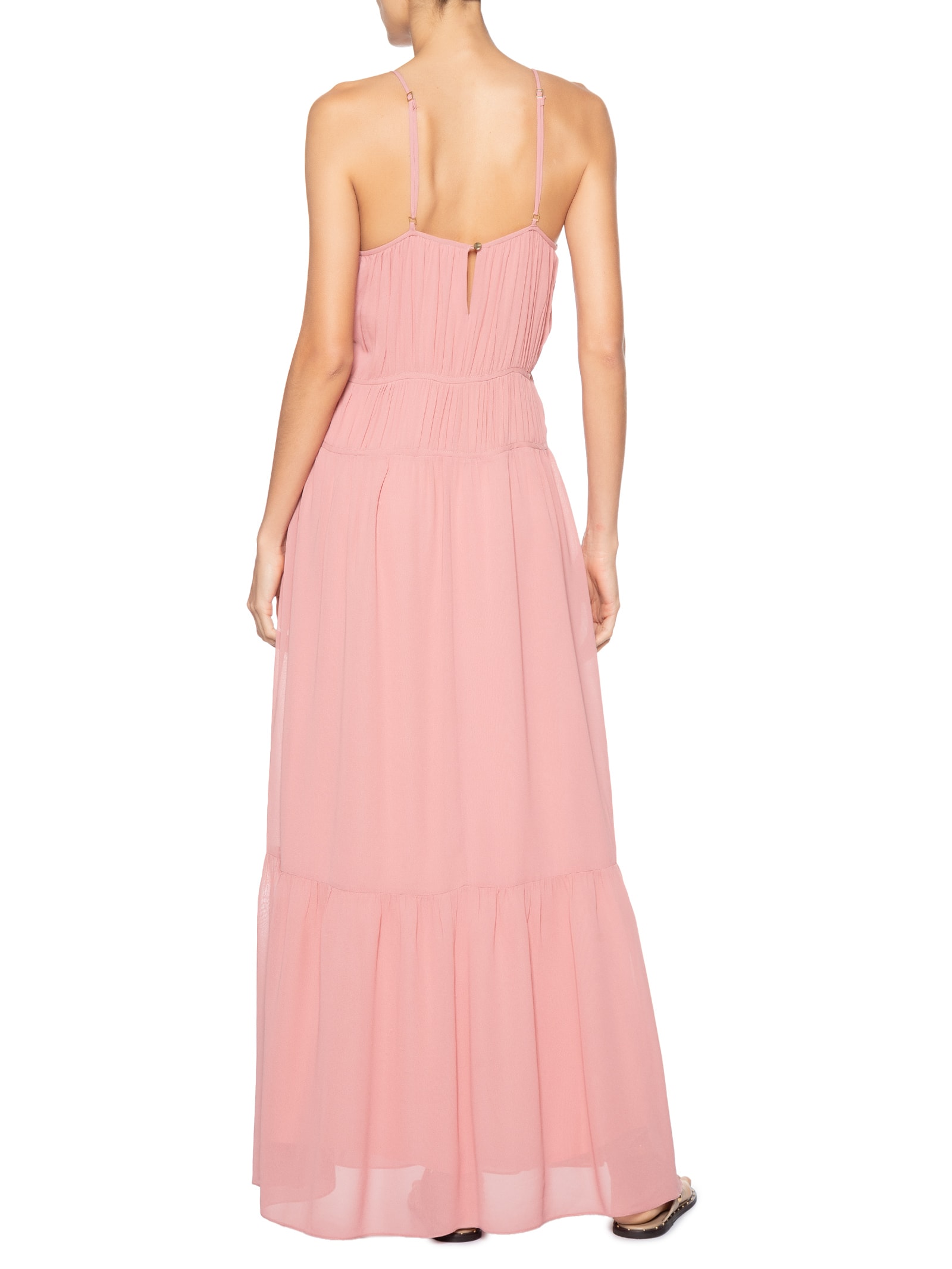 Vestido Longo GGT Babados Rosa Dress To