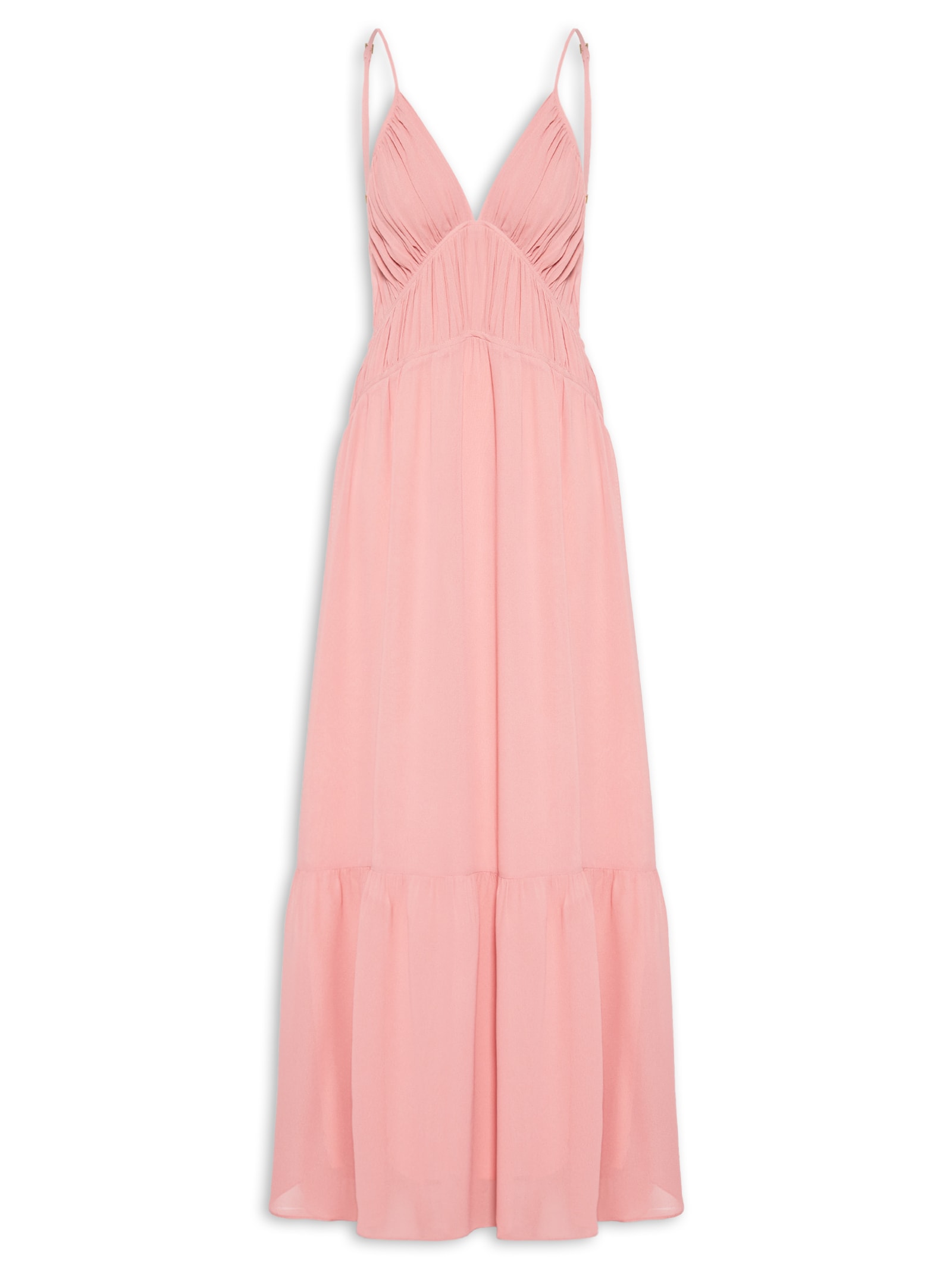 Vestido Longo GGT Babados Rosa Dress To