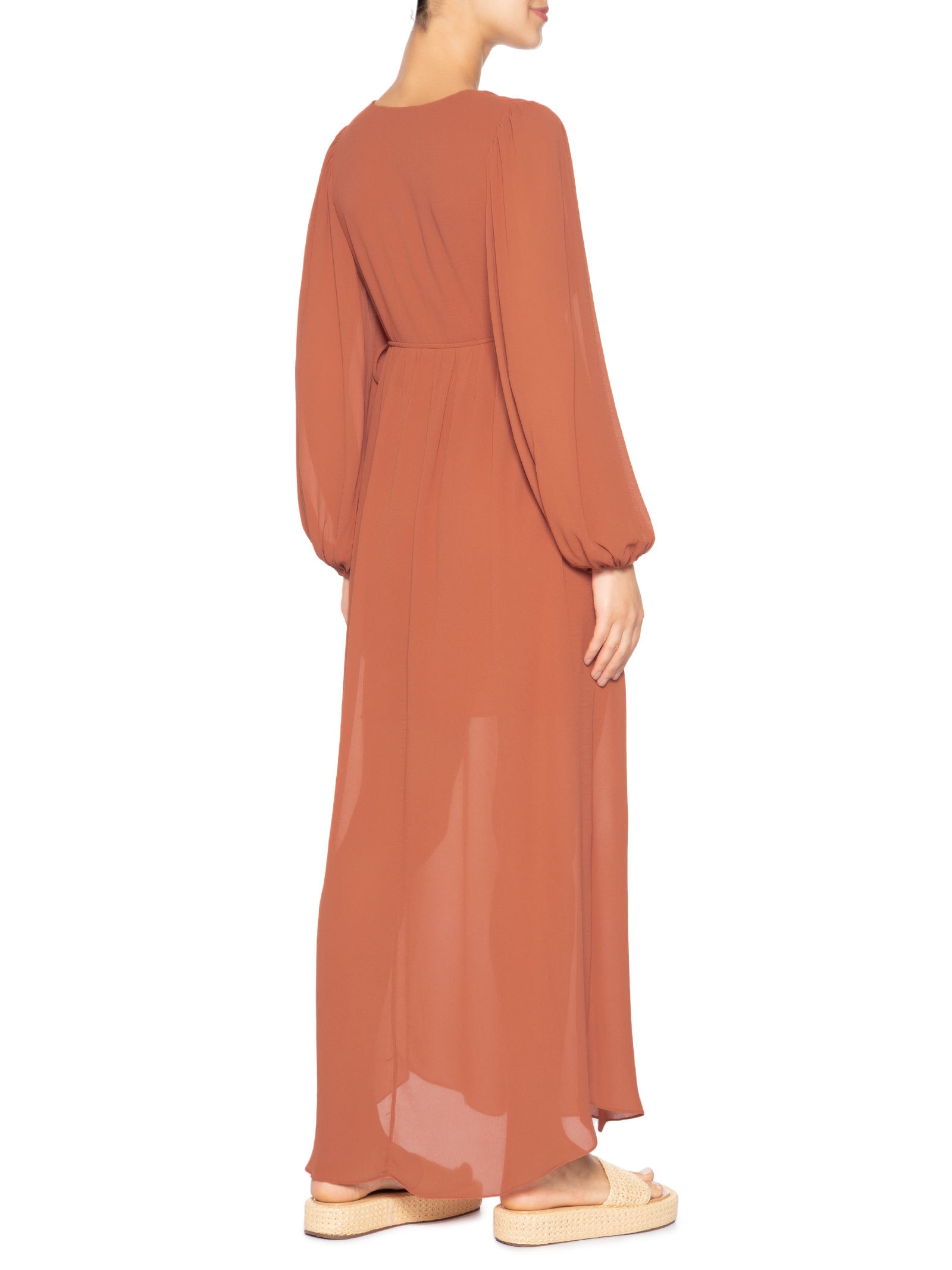 Vestido Longo Ggt Bordado Papiro Vermelho Maria Filó