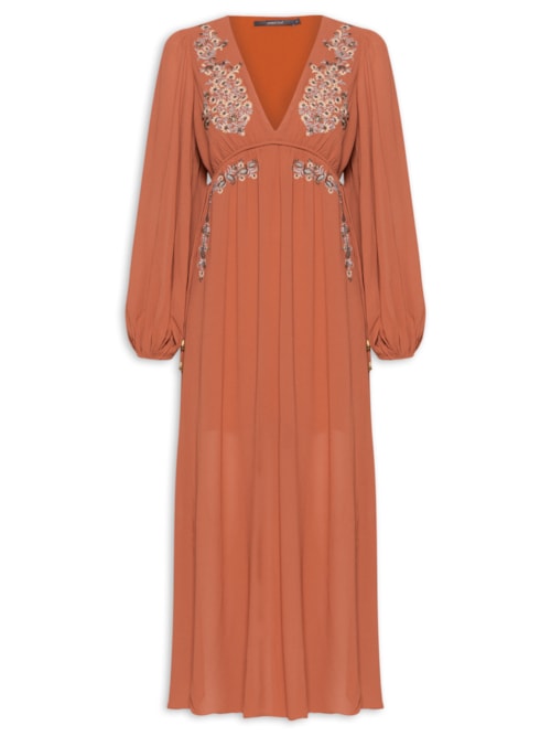 Vestido Longo Ggt Bordado Papiro – Vermelho