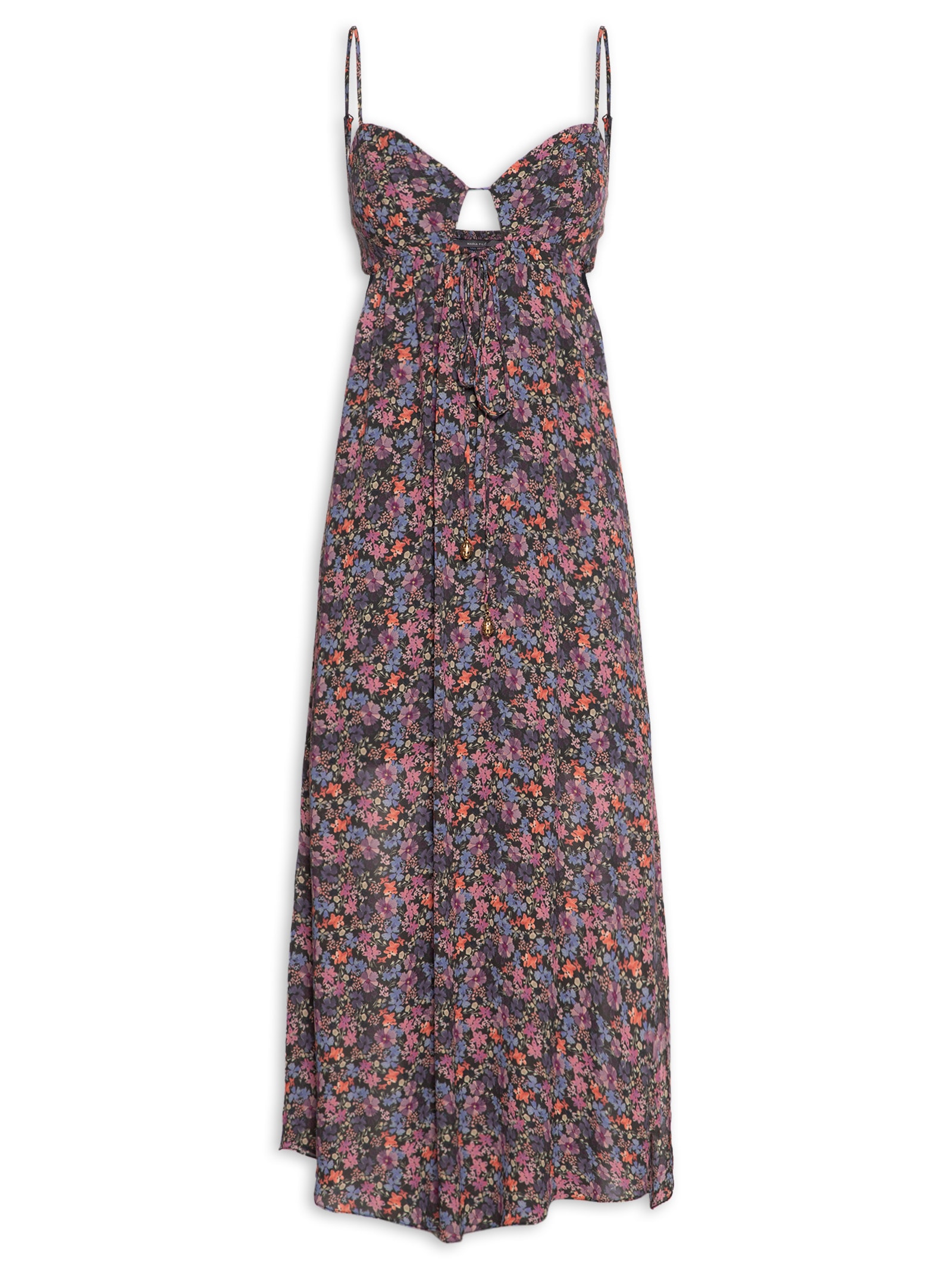 Vestido Longo GGT Estampa Liza Preto Maria Filó