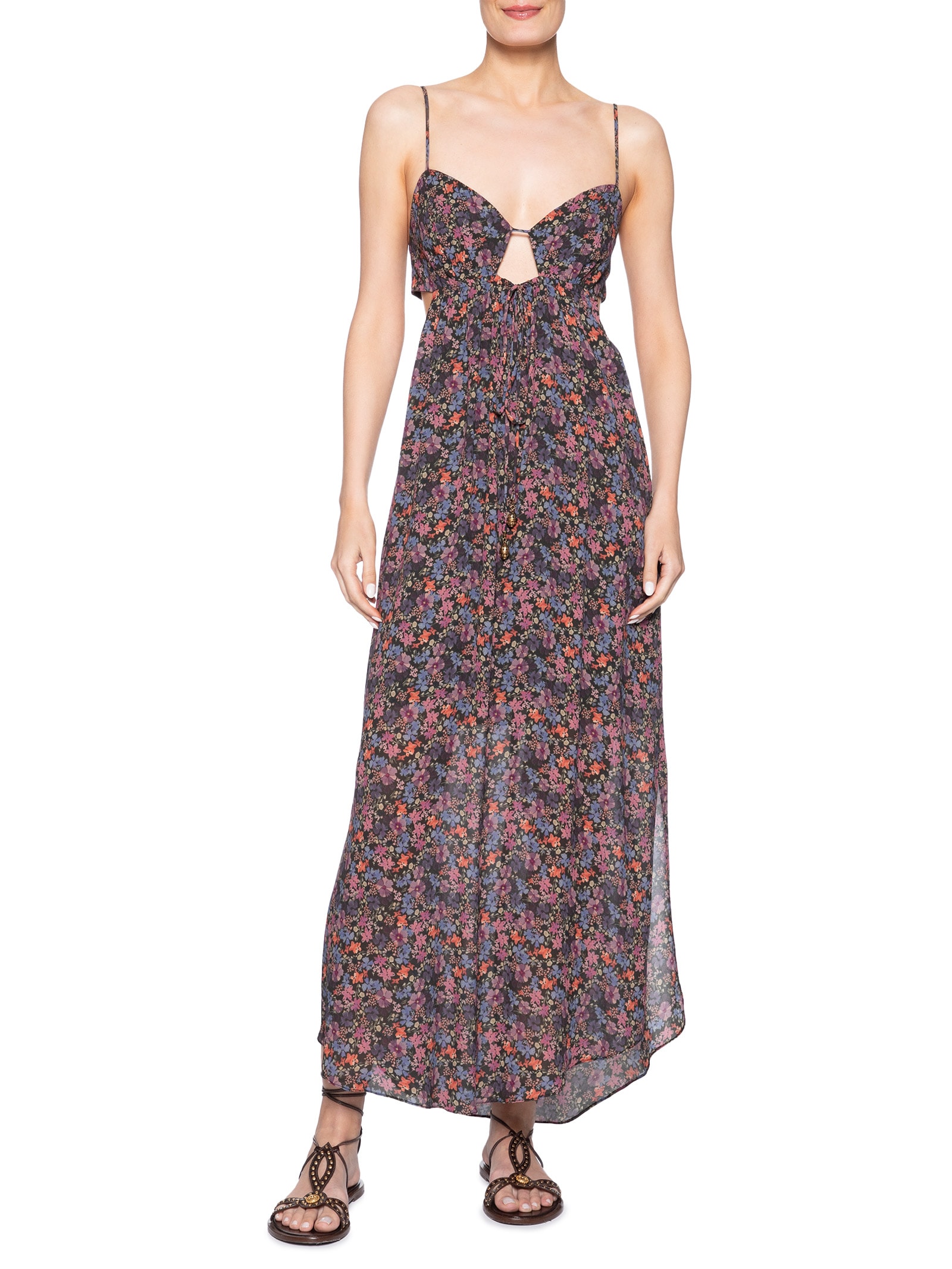 Vestido Longo GGT Estampa Liza Preto Maria Filó
