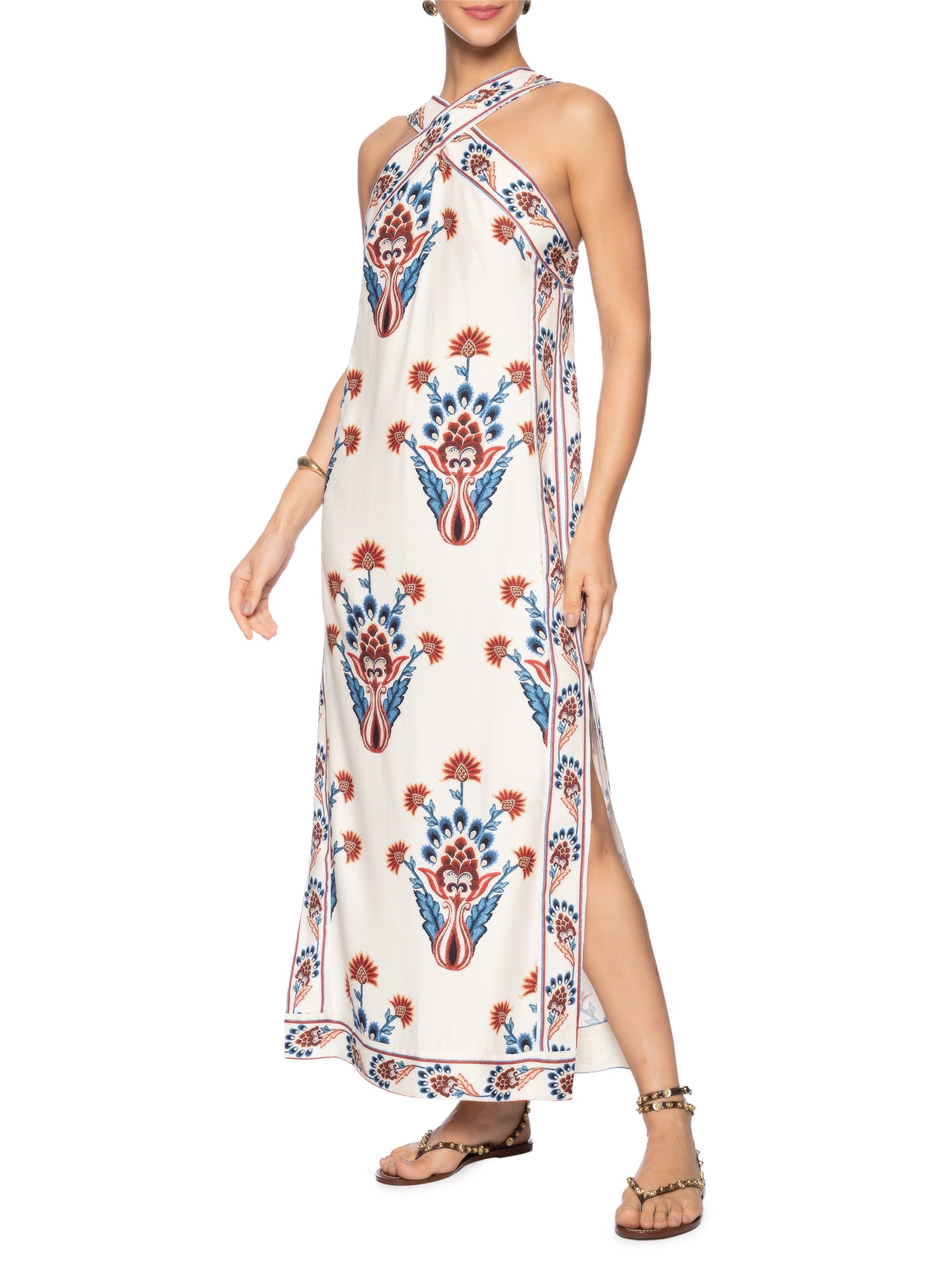 Vestido Longo Indra Off White Farm