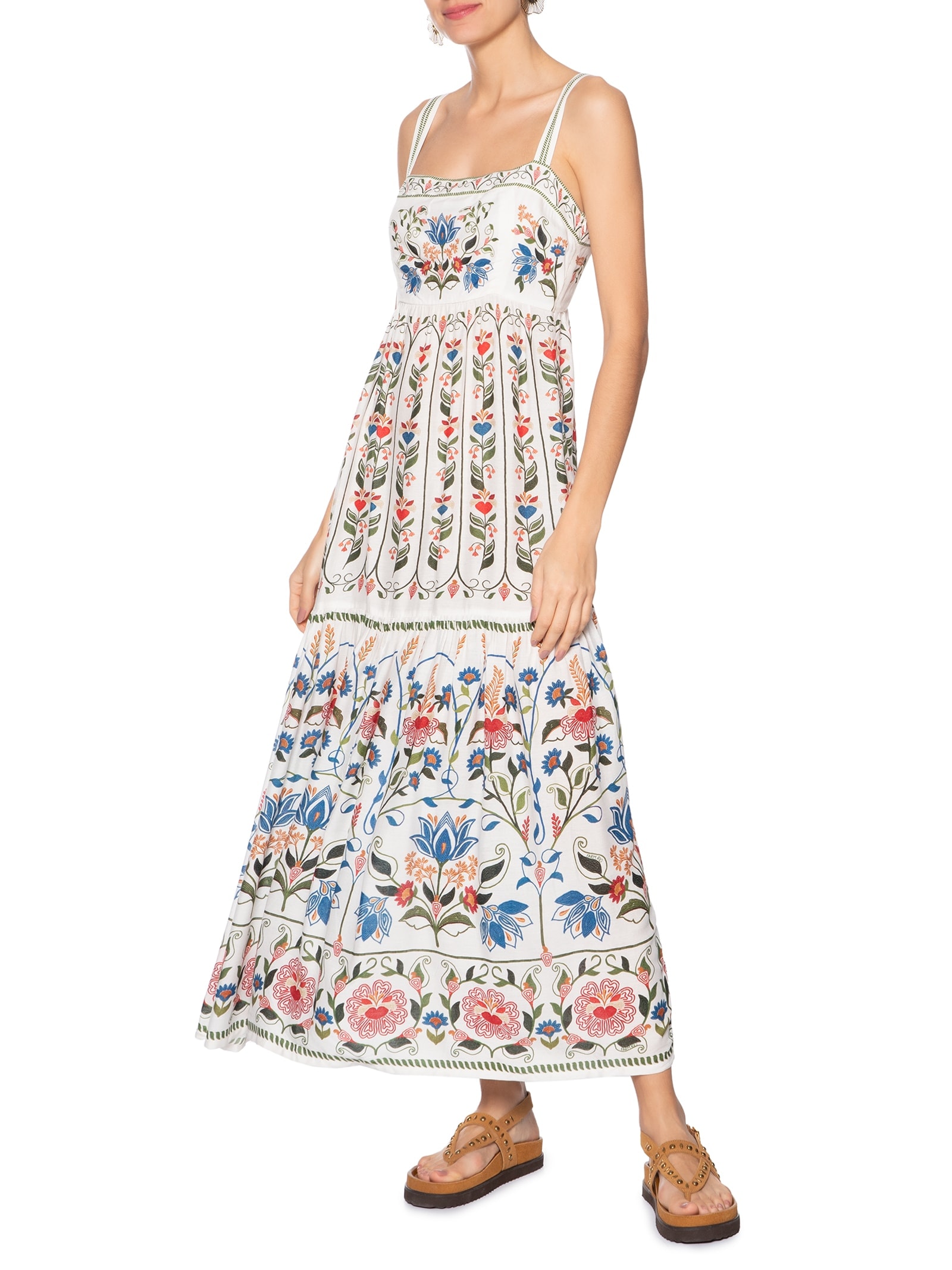Vestido Longo Jardim Beleza Branco Farm