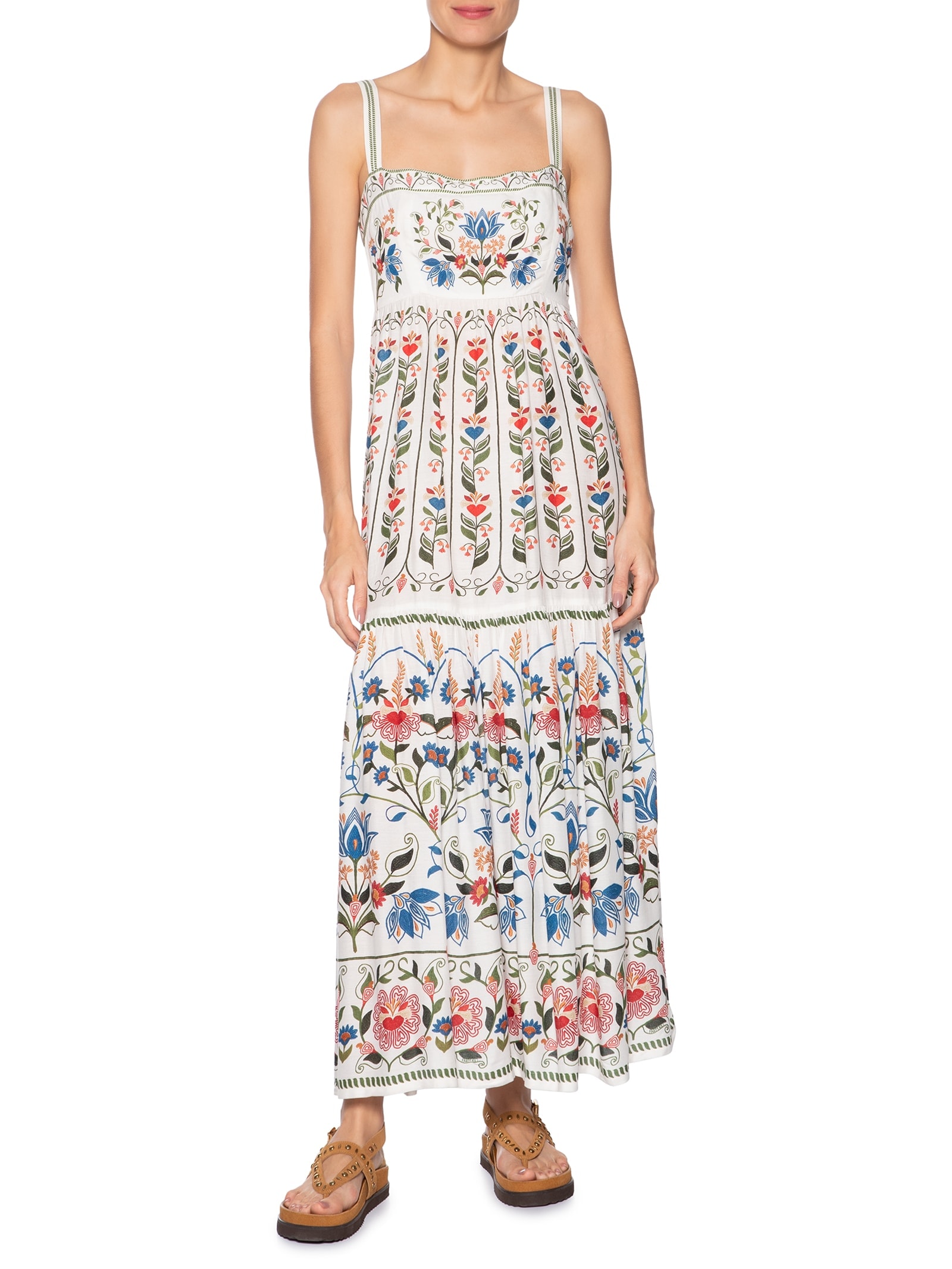 Vestido Longo Jardim Beleza Branco Farm