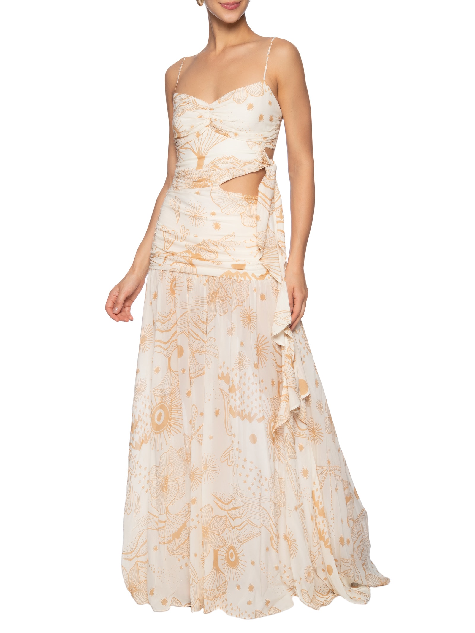 Vestido Longo Jardim Místico Off White Farm