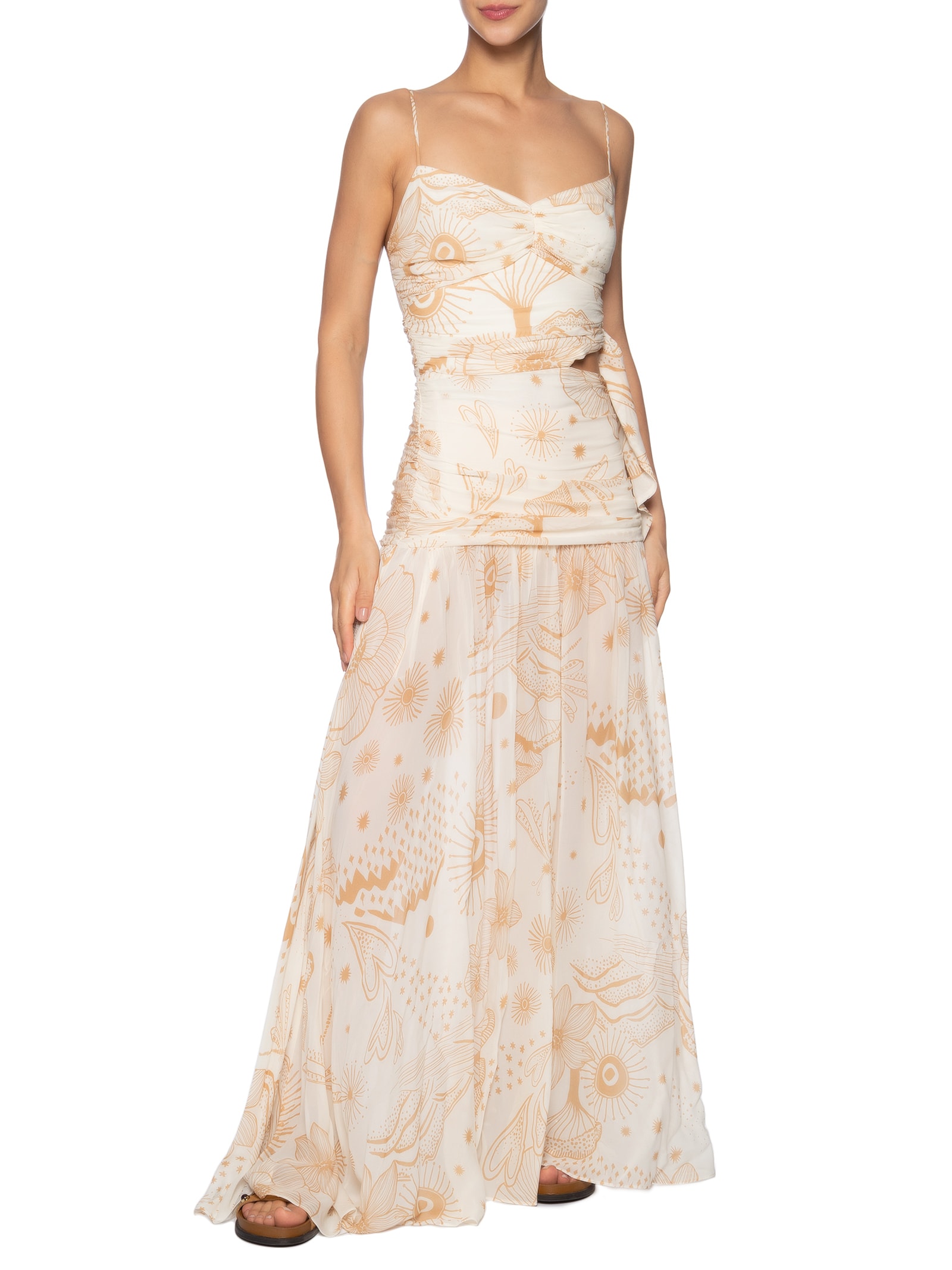 Vestido Longo Jardim Místico Off White Farm