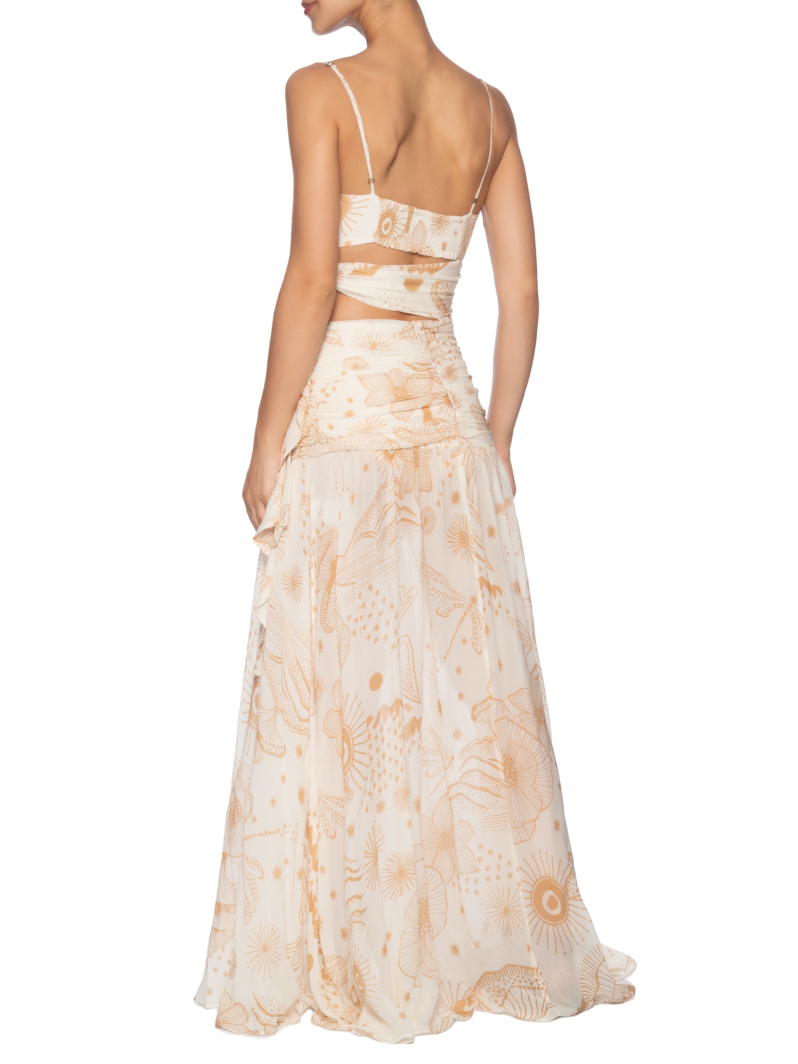 Vestido Longo Jardim Místico Off White Farm
