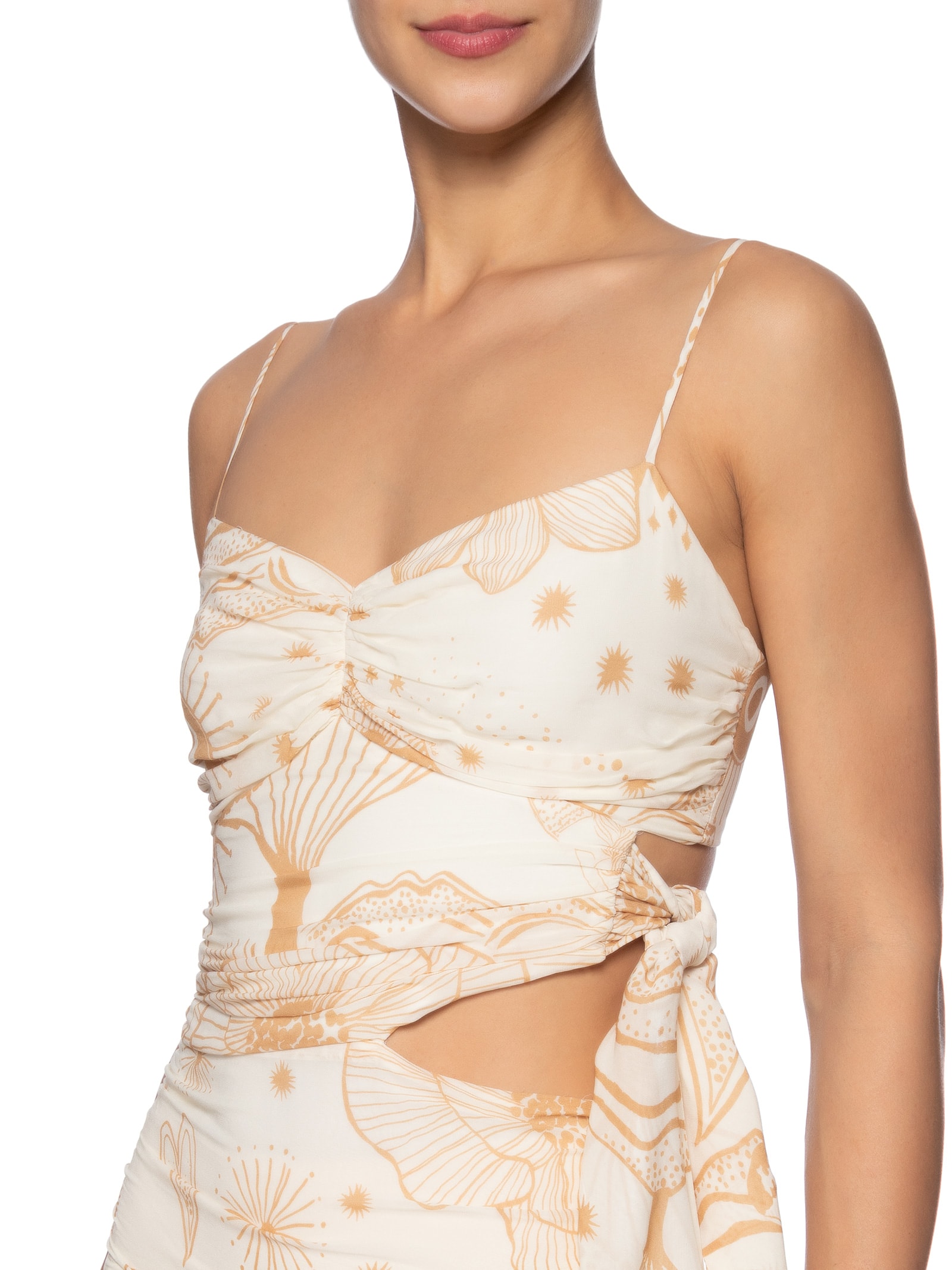 Vestido Longo Jardim Místico Off White Farm