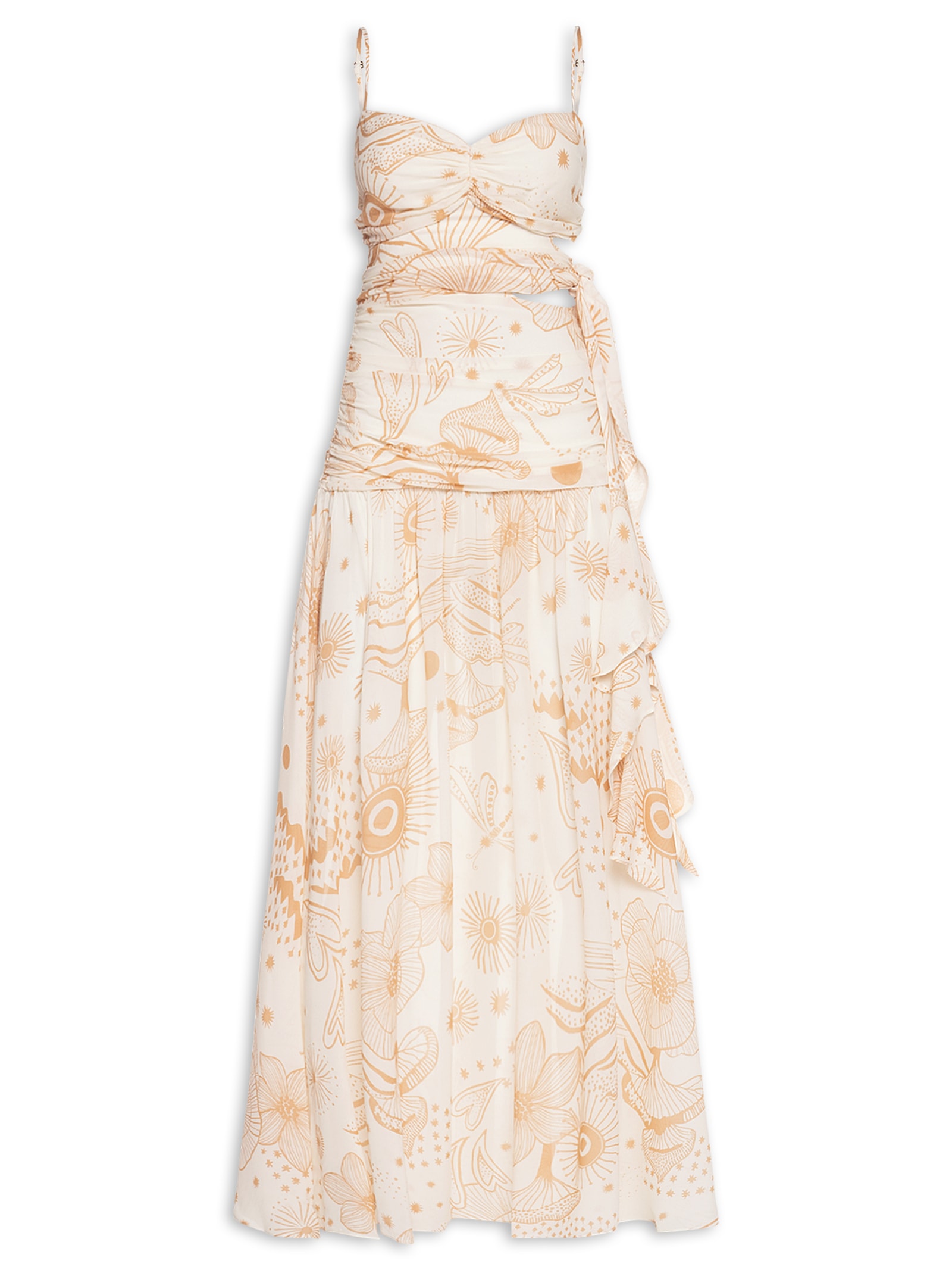 Vestido Longo Jardim Místico Off White Farm