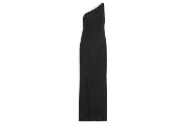 Vestido Longo Jersey Costas Degagê Metal - Preto