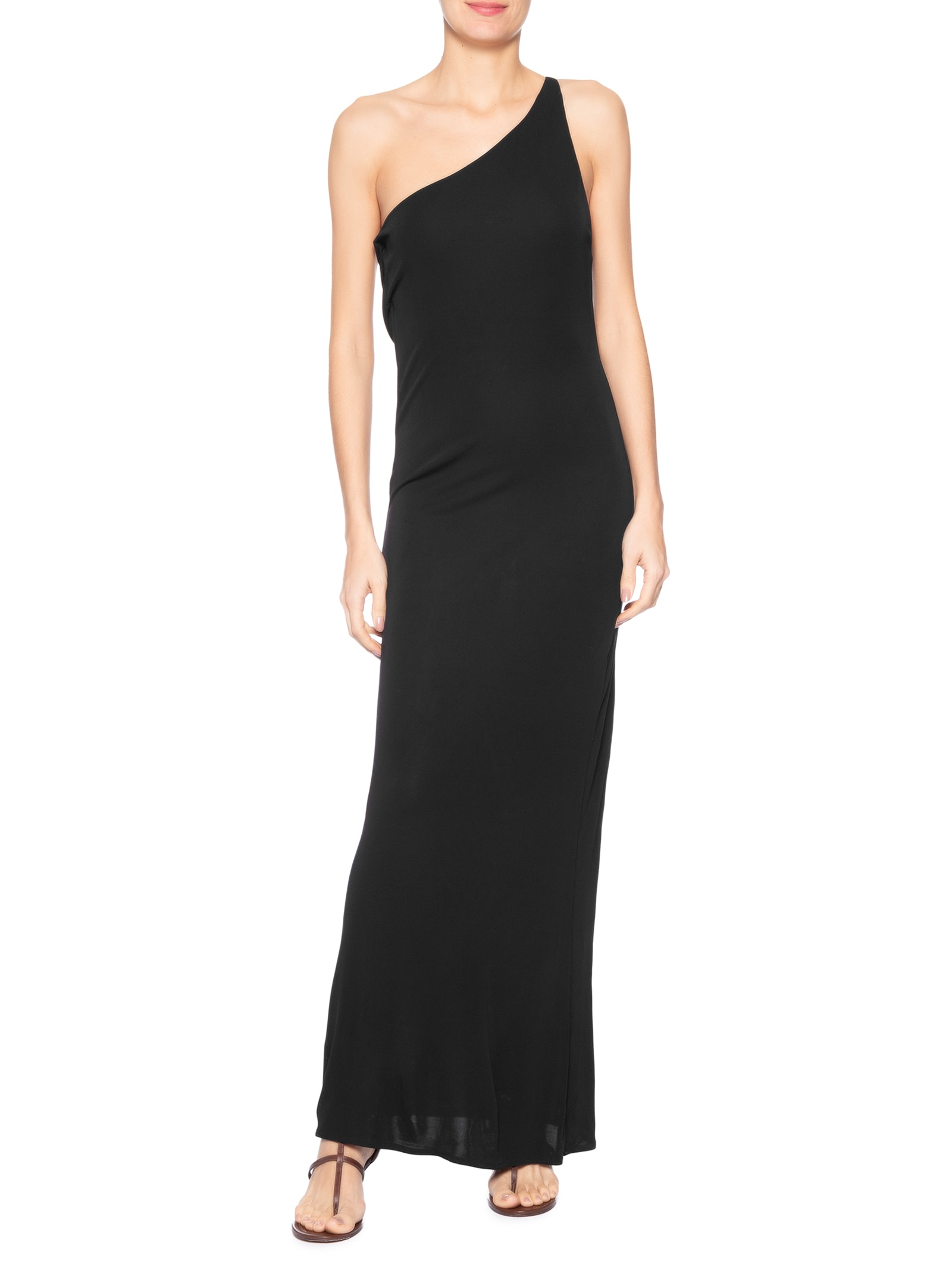 Vestido Longo Jersey Costas Degagê Metal Preto Animale