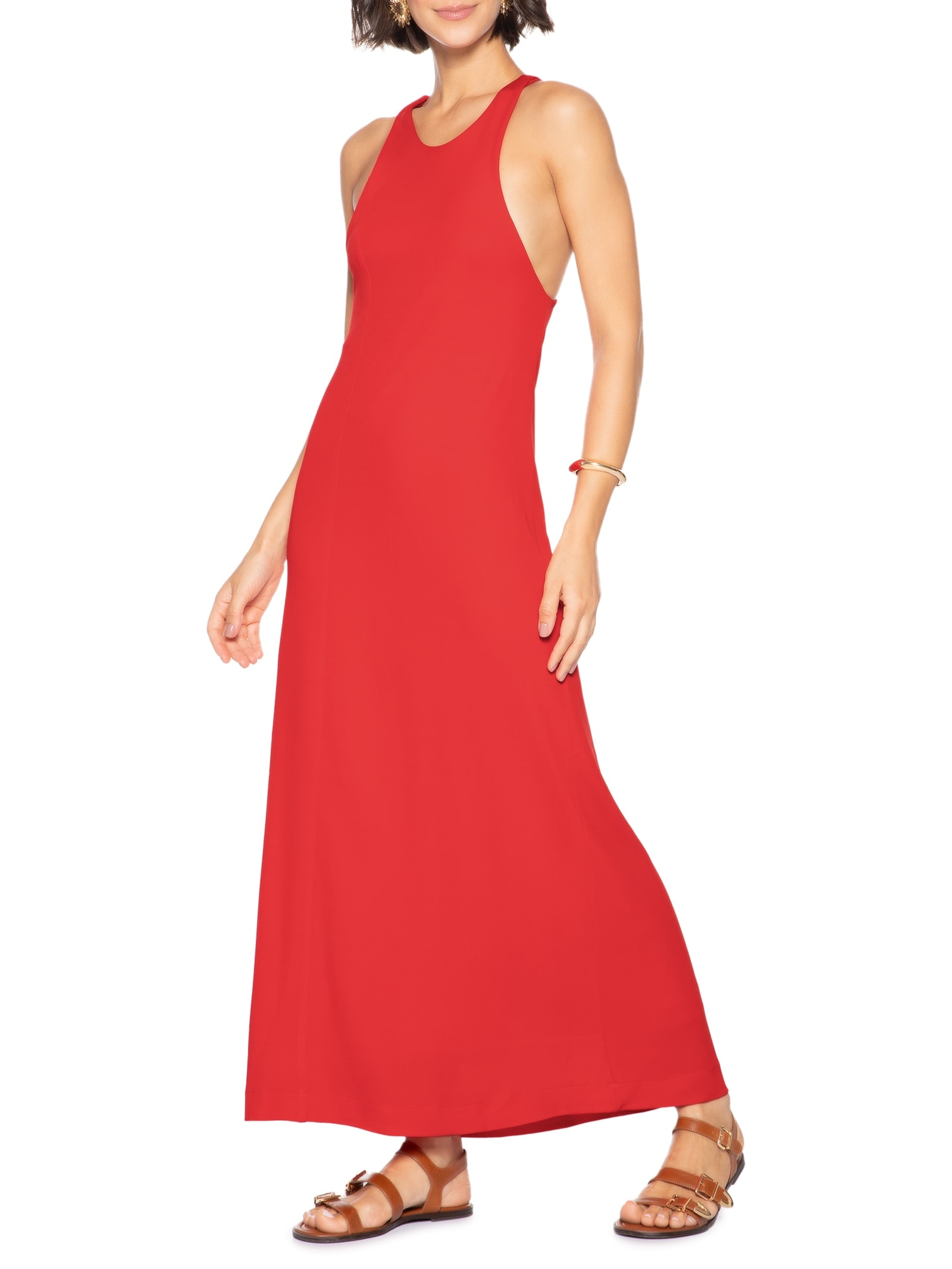 Vestido Longo Jersey Lab Vermelho Cantão