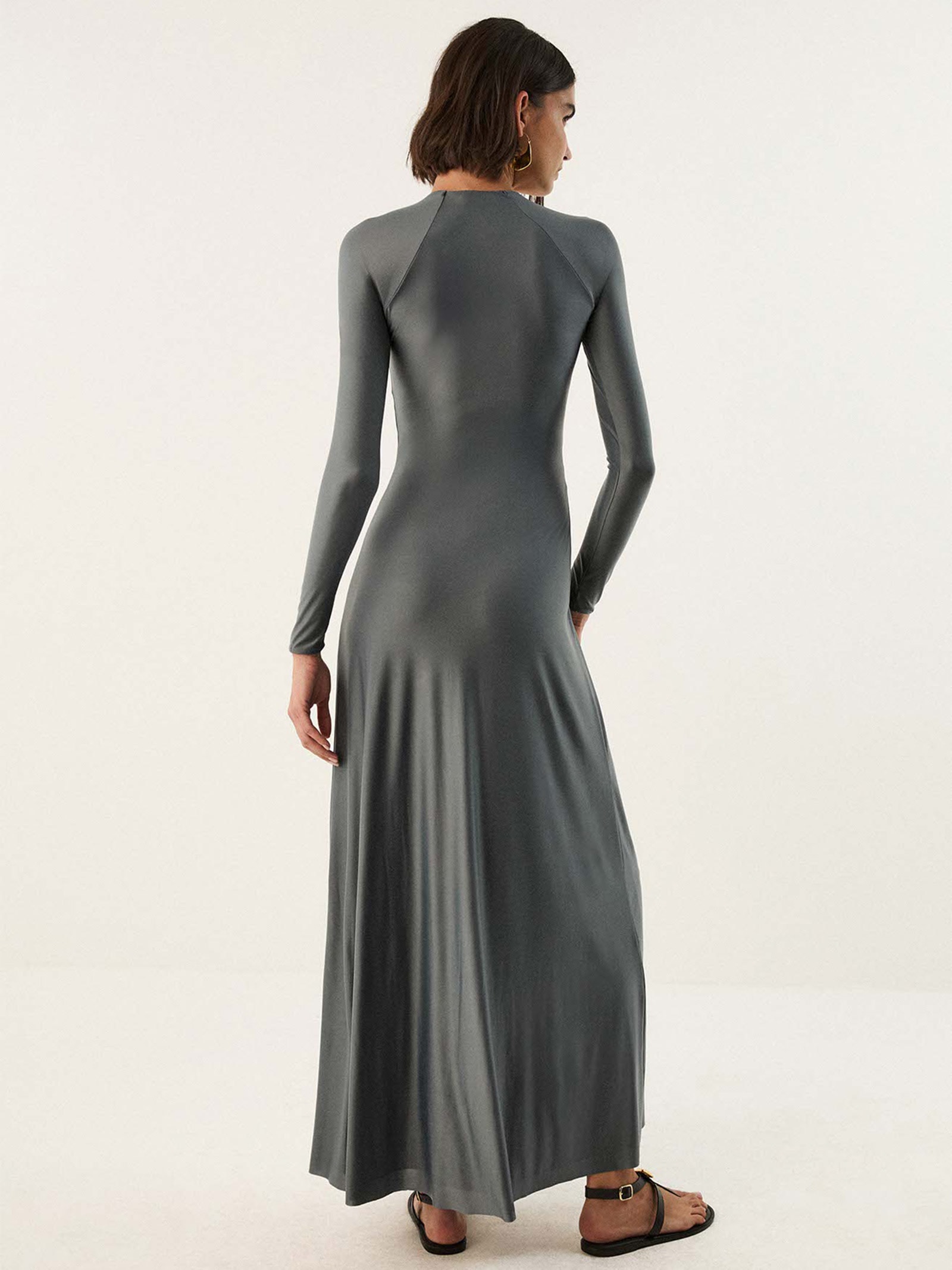 Vestido Longo Joanne Det Cinza Vix