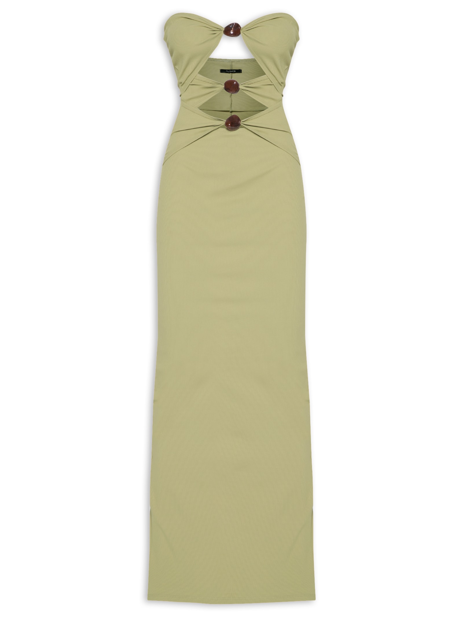 Vestido Longo Justo Sem Alça Cut Out Verde My Favorite