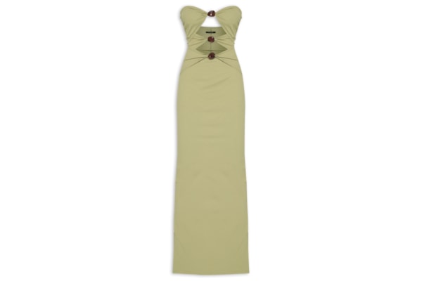 Vestido Longo Justo Sem Alça Cut Out - Verde