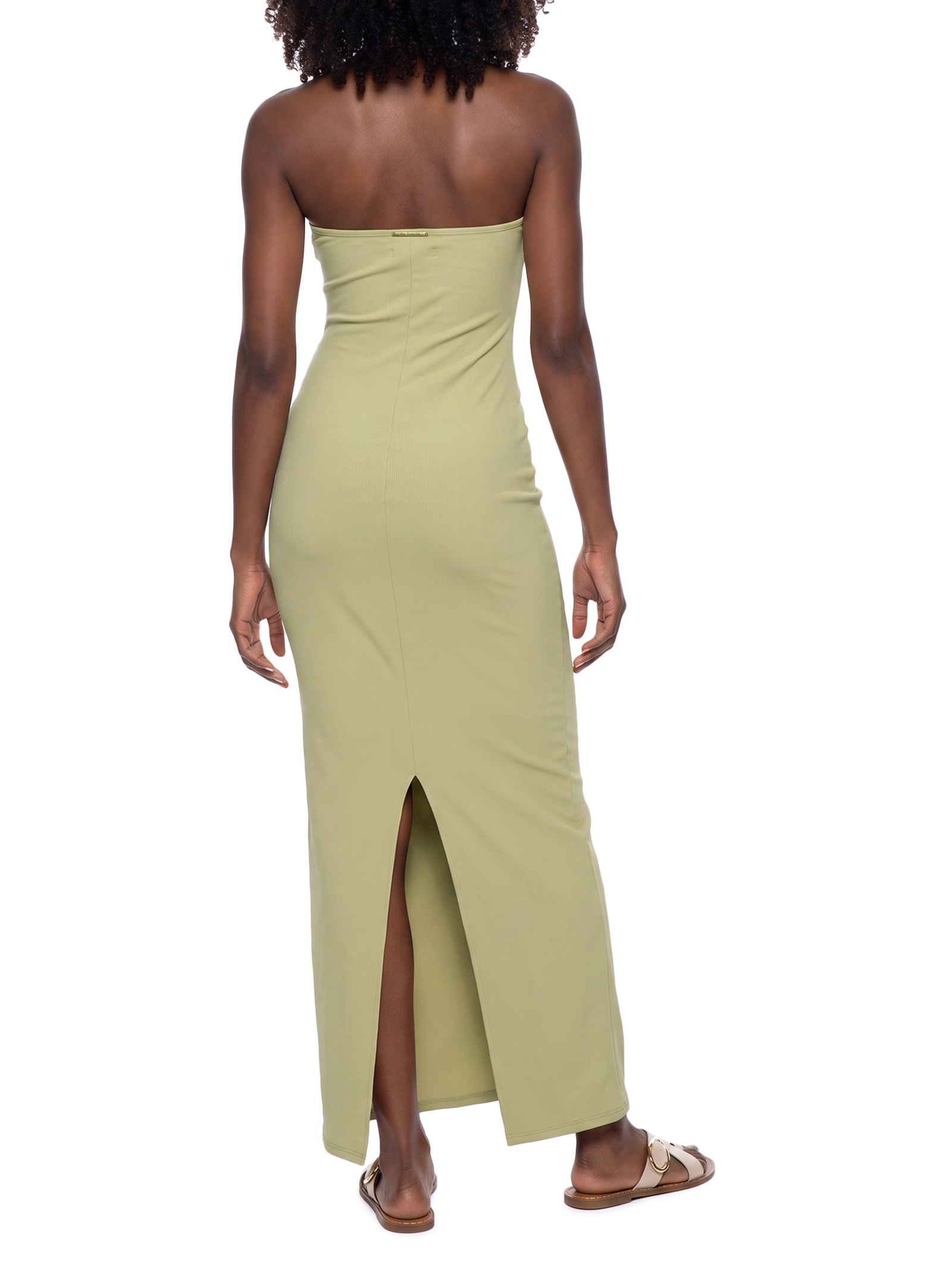 Vestido Longo Justo Sem Alça Cut Out Verde My Favorite