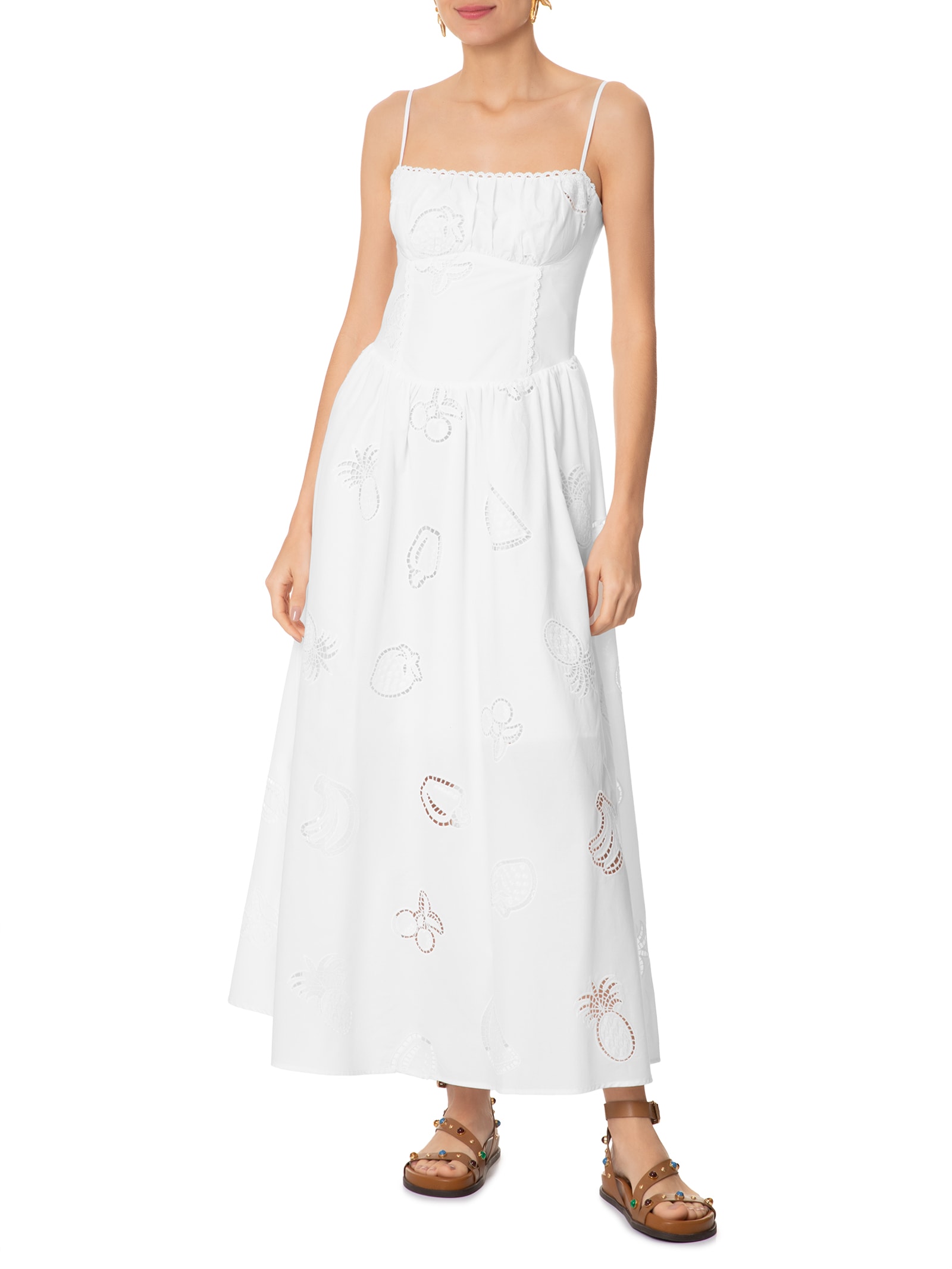 Vestido Longo Laise Buque Branco Farm