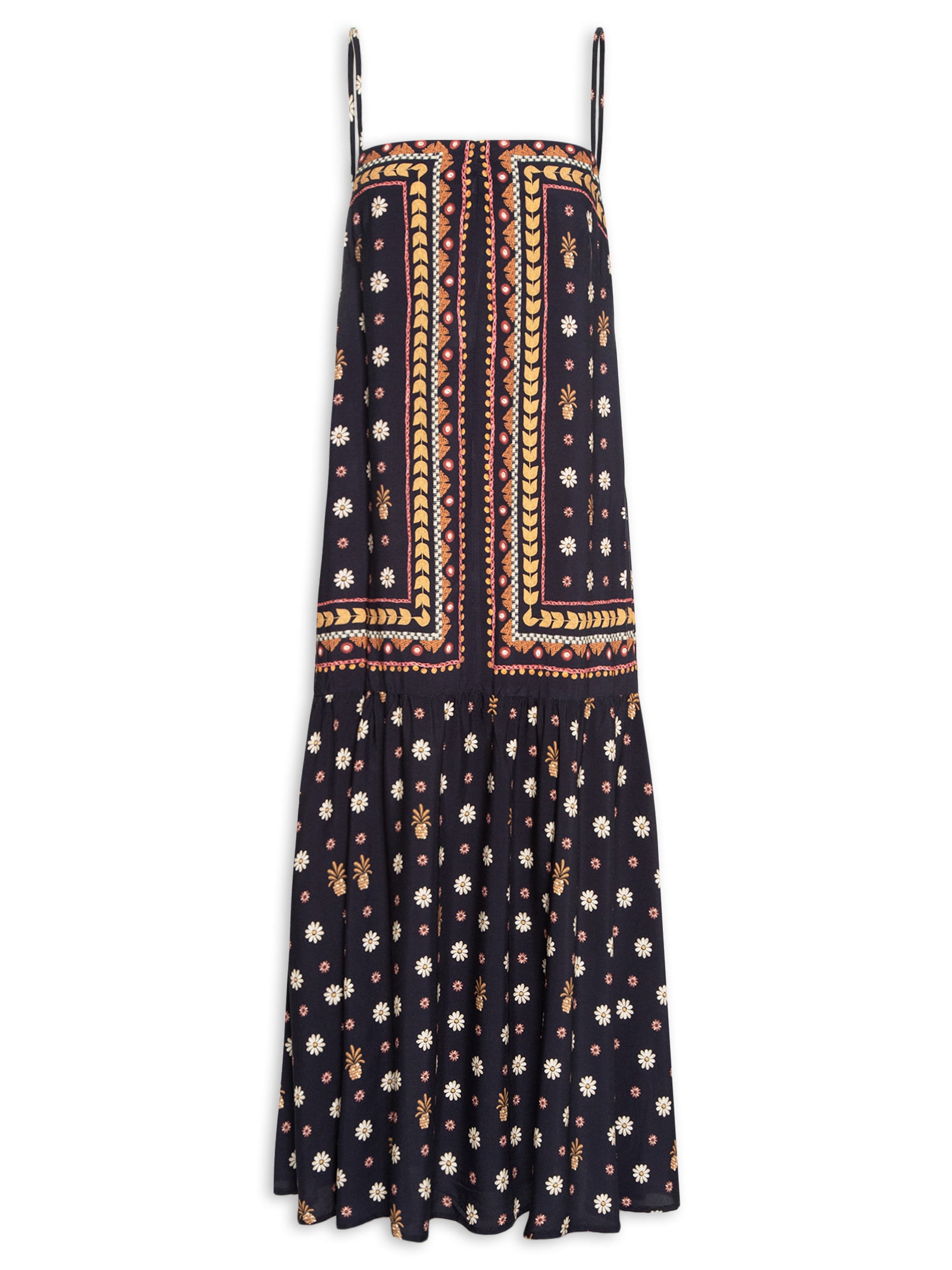 Vestido Longo Lenço Lili Preto Farm