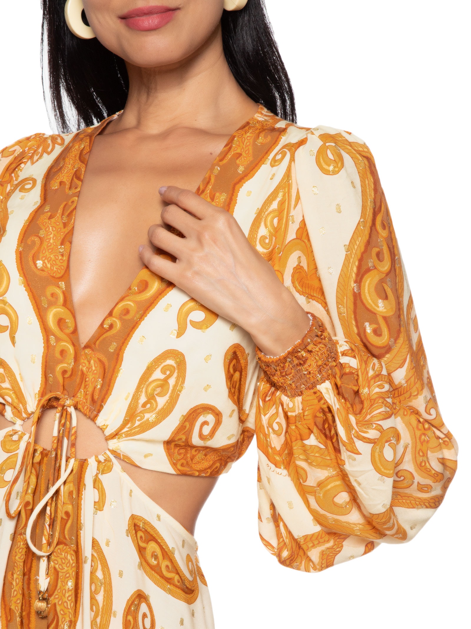 Vestido Longo Lenço Paisley - Amarelo - Farm