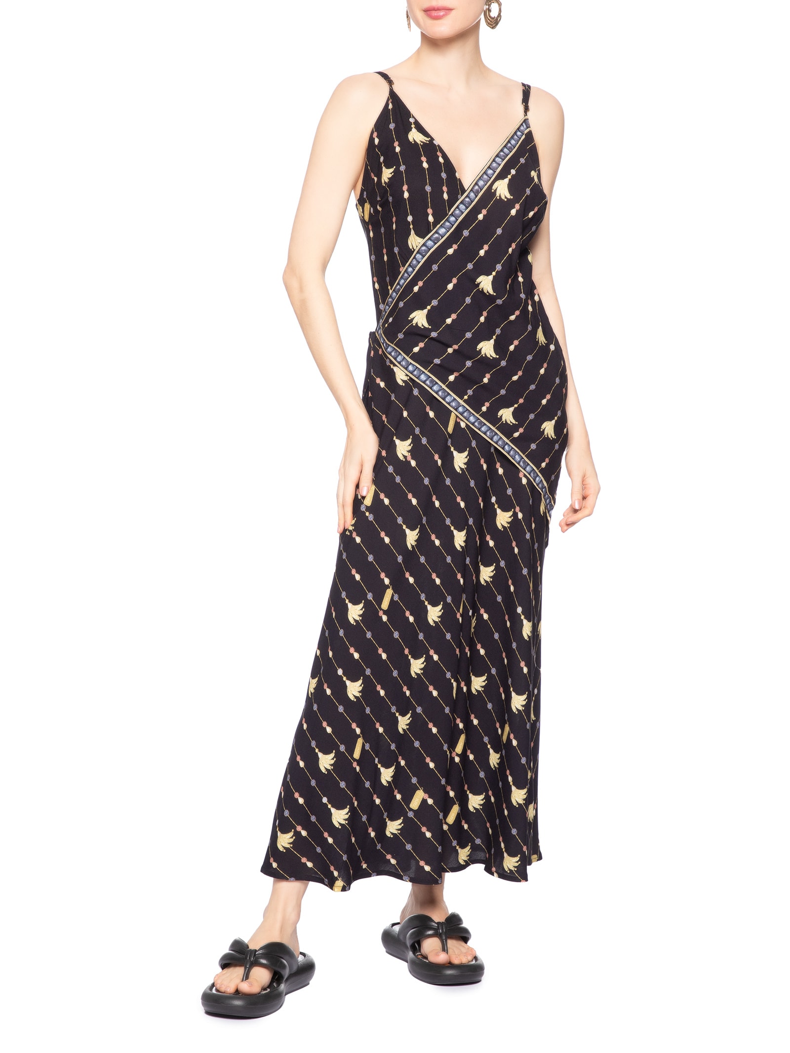 Vestido Longo Lenço Petra – Preto Farm