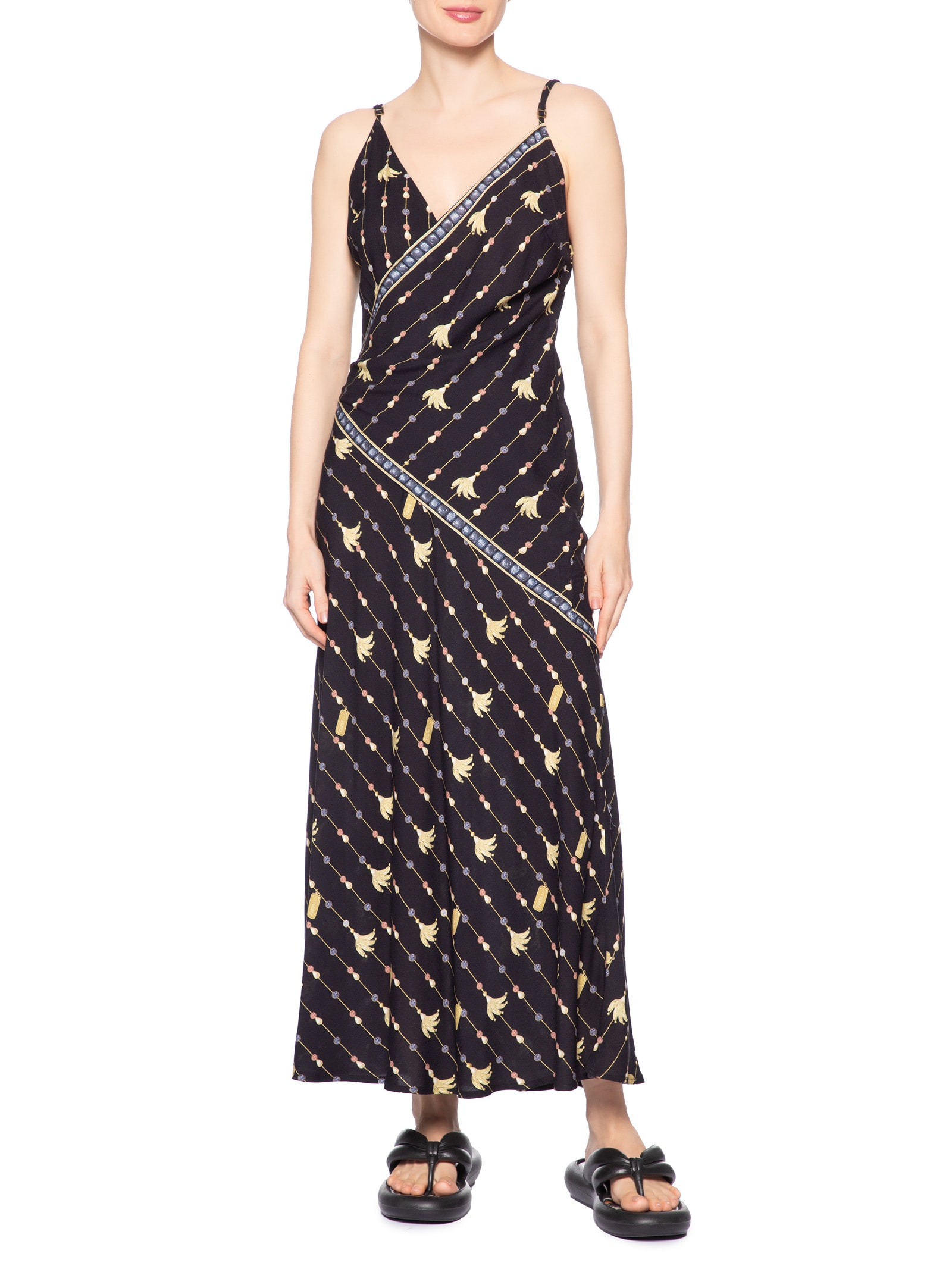 Vestido Longo Lenço Petra – Preto Farm